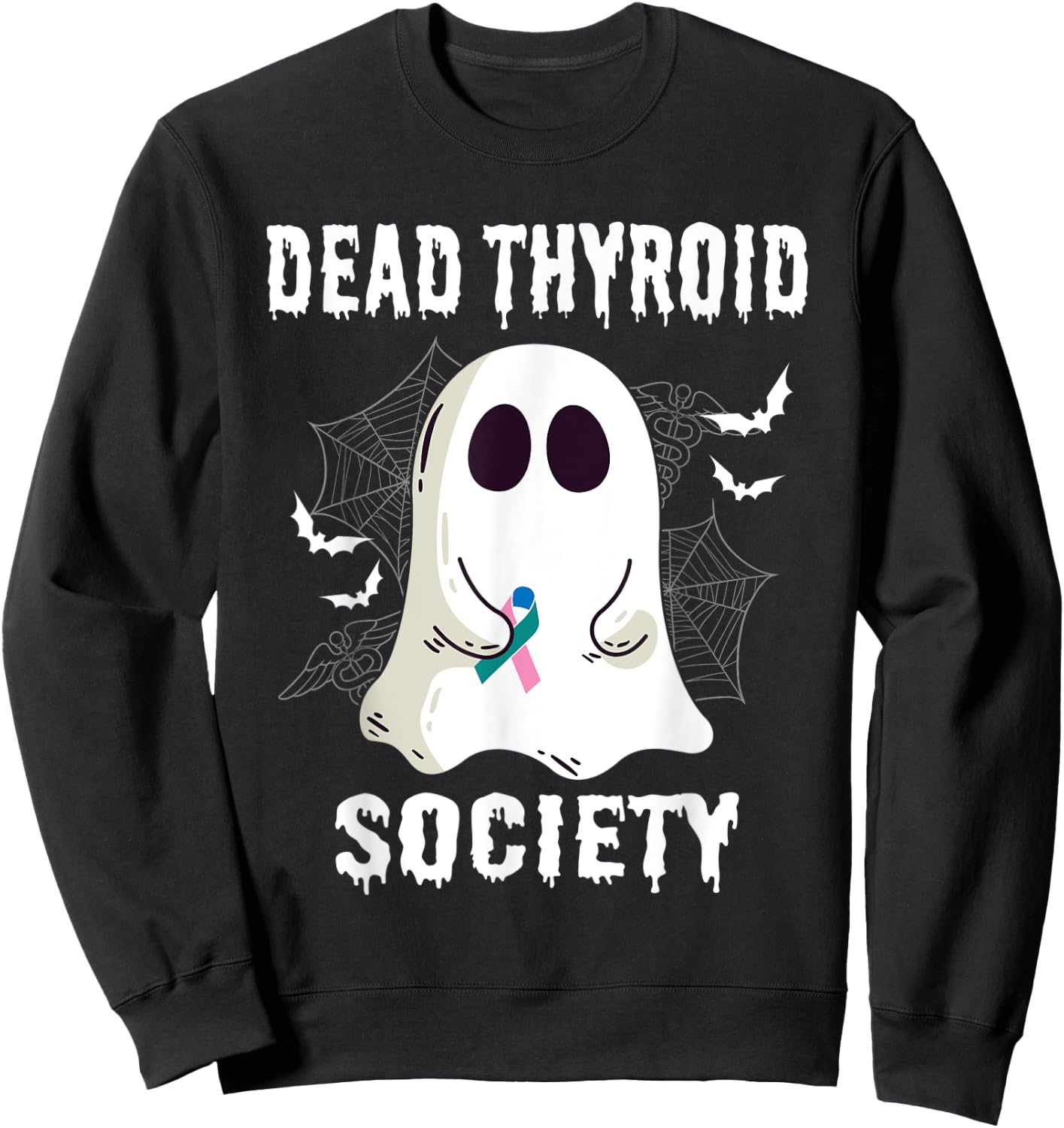 Halloween Dead Thyroid Society Diabetes Awareness Ghost Sweatshirt - Sweatshirt | Black