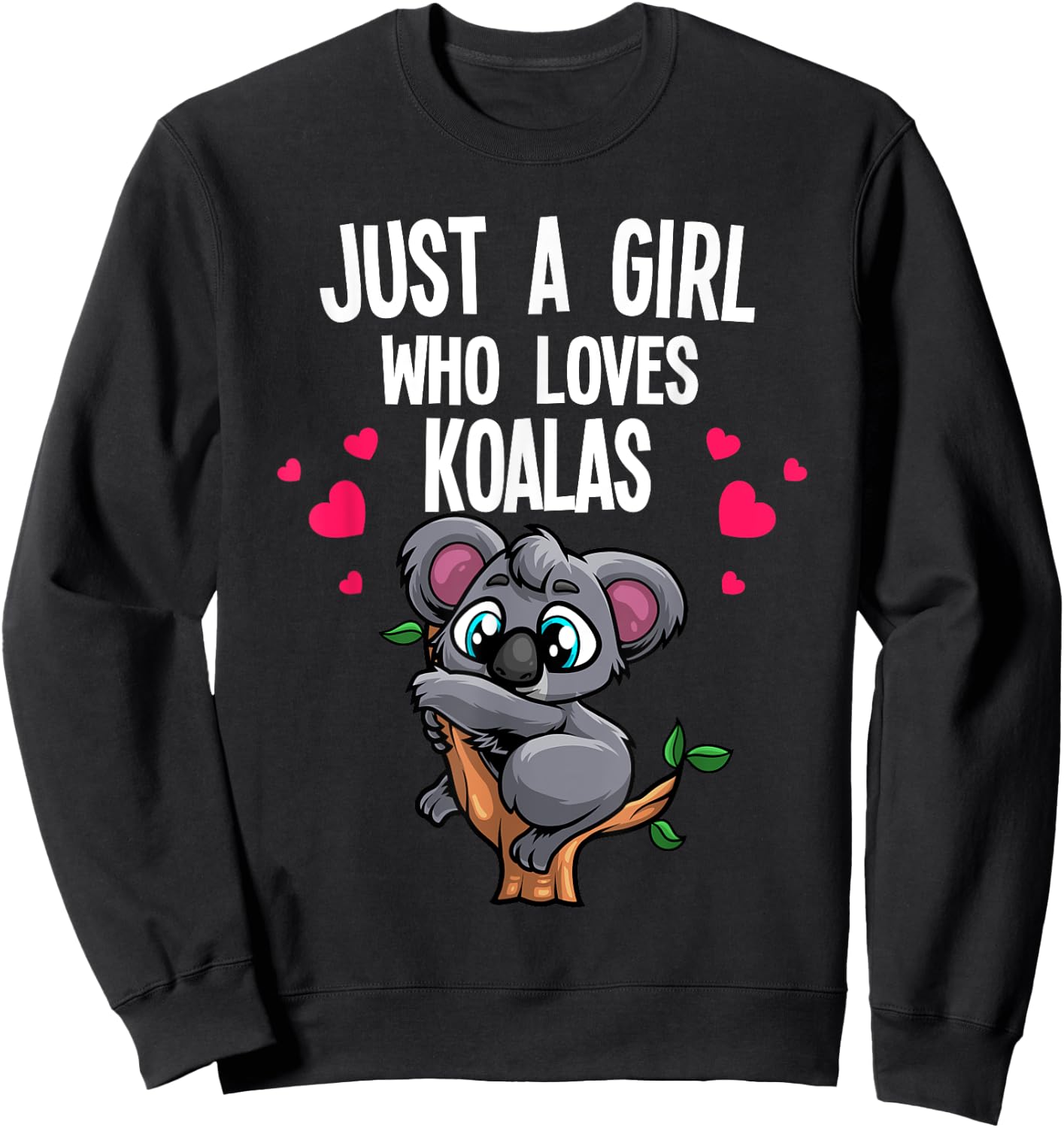 Funny Koala Bear For Girls Women Australian Animal Hearts Sweatshirt - Sweatshirt | Black