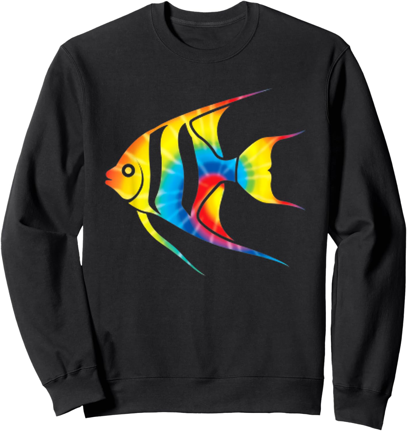 Tie Dye Angelfish Rainbow Print Pet Hippie Peace Gift Sweatshirt - Sweatshirt | Black