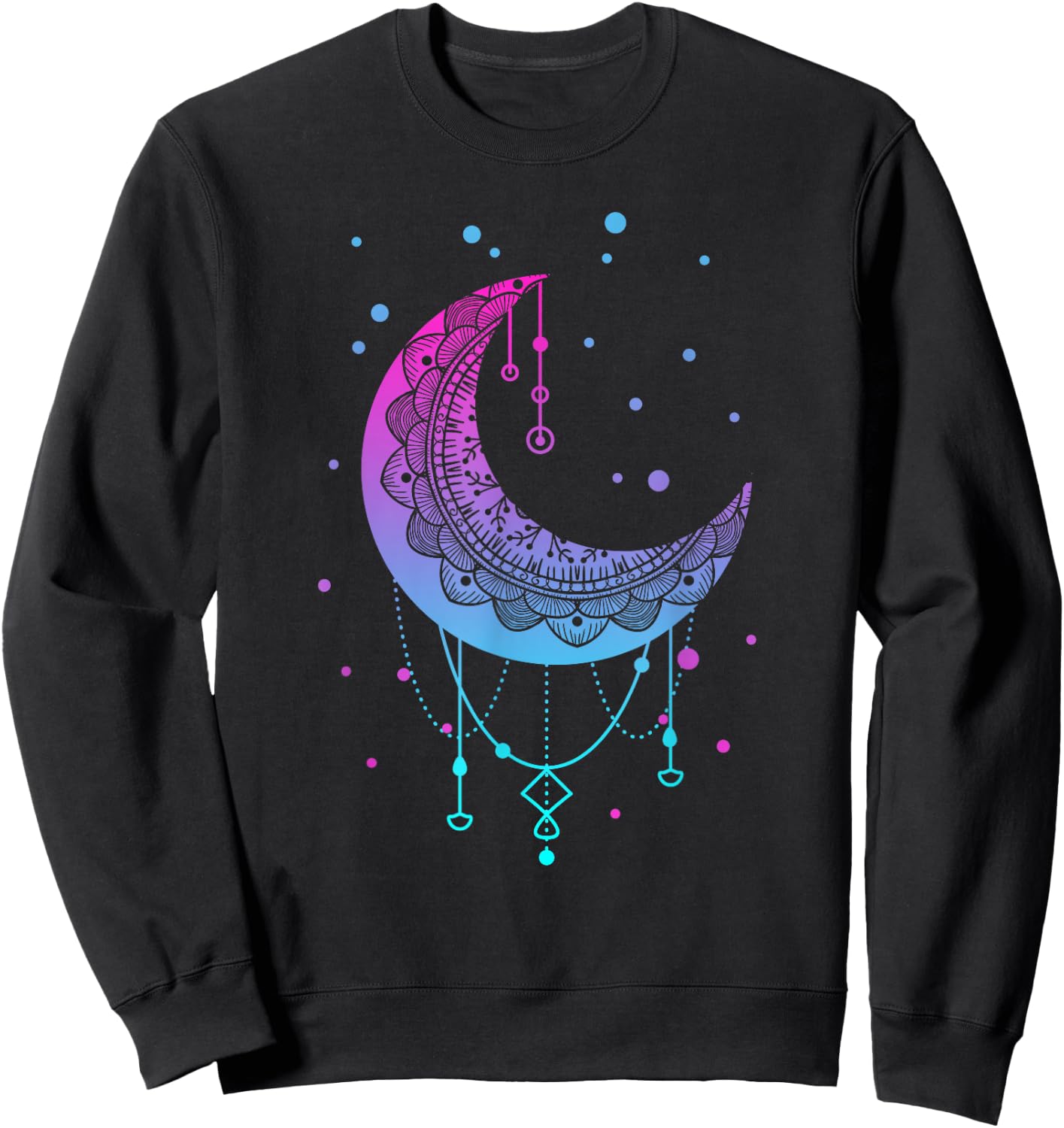 Kawaii Colorful Pastel Goth Moon Sweatshirt - Sweatshirt | Black