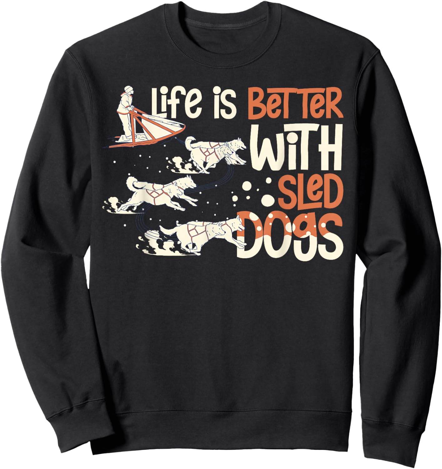 Sled Dog Racing Mushing Dogs Siberian Husky Alaska Women Girls Kids Sweatshirt - Sweatshirt | Black