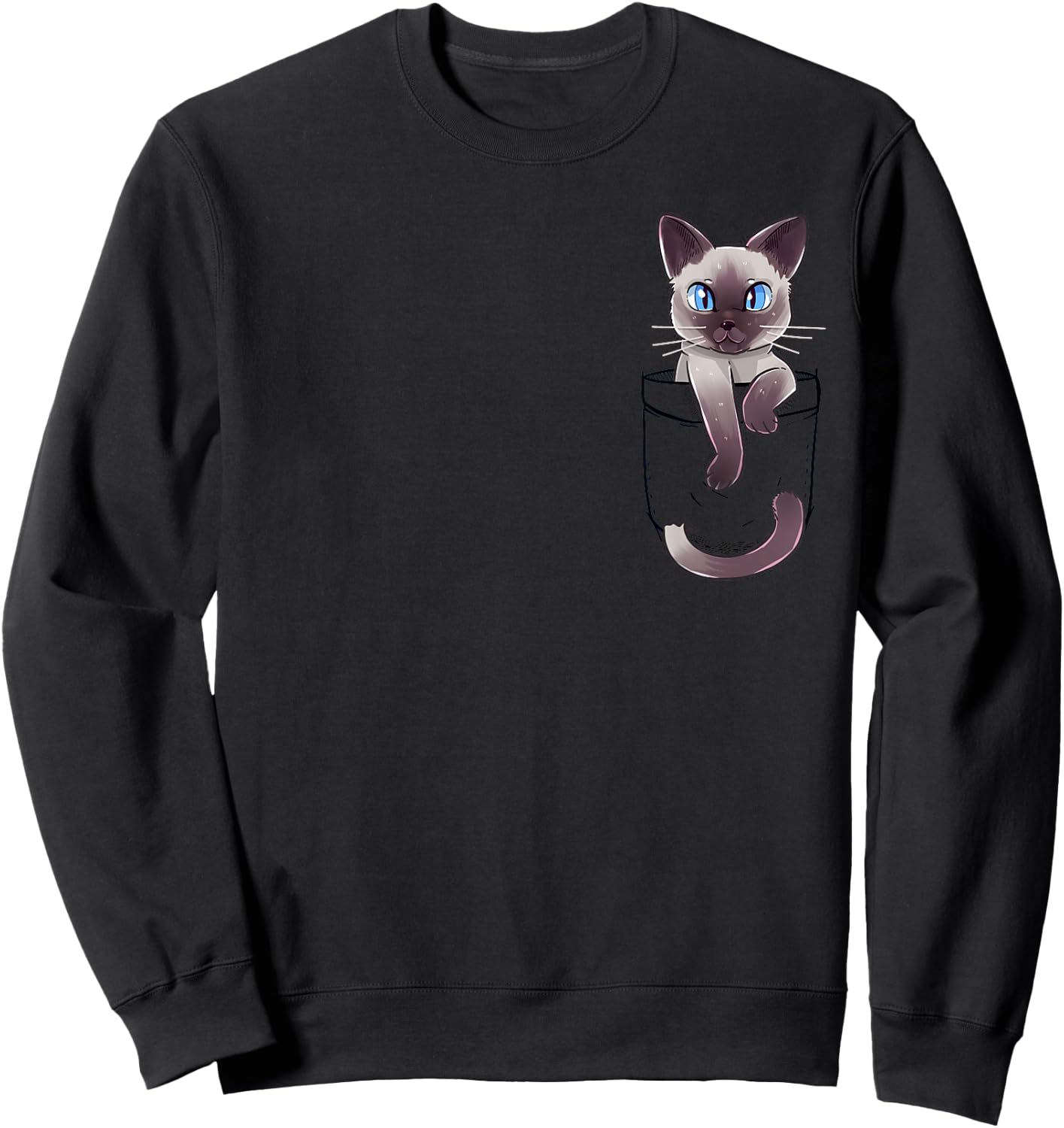 Pocket Cute Siamese Cat Kitten Sweatshirt - Sweatshirt | Black