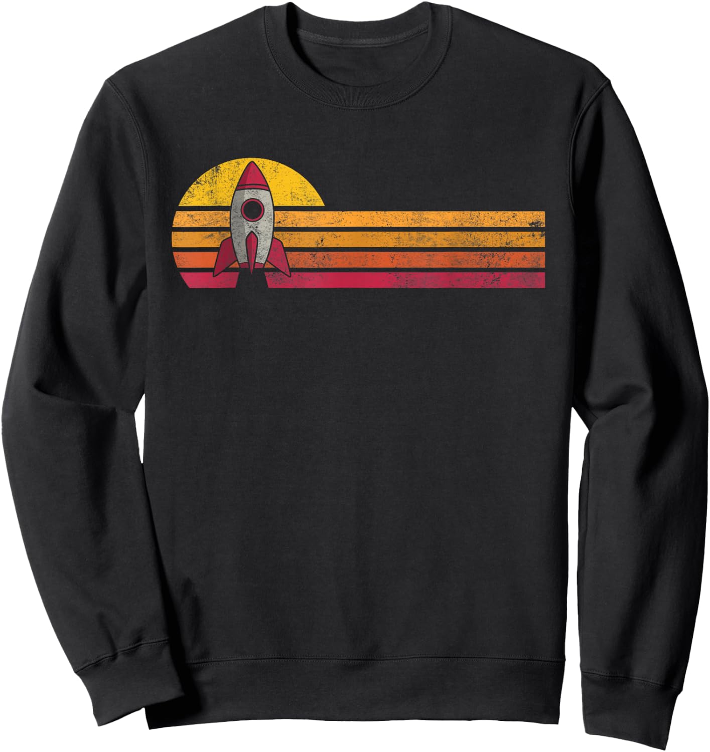 Vintage Style Space Ship Silhouette Retro Space Science Gift Sweatshirt - Sweatshirt | Black
