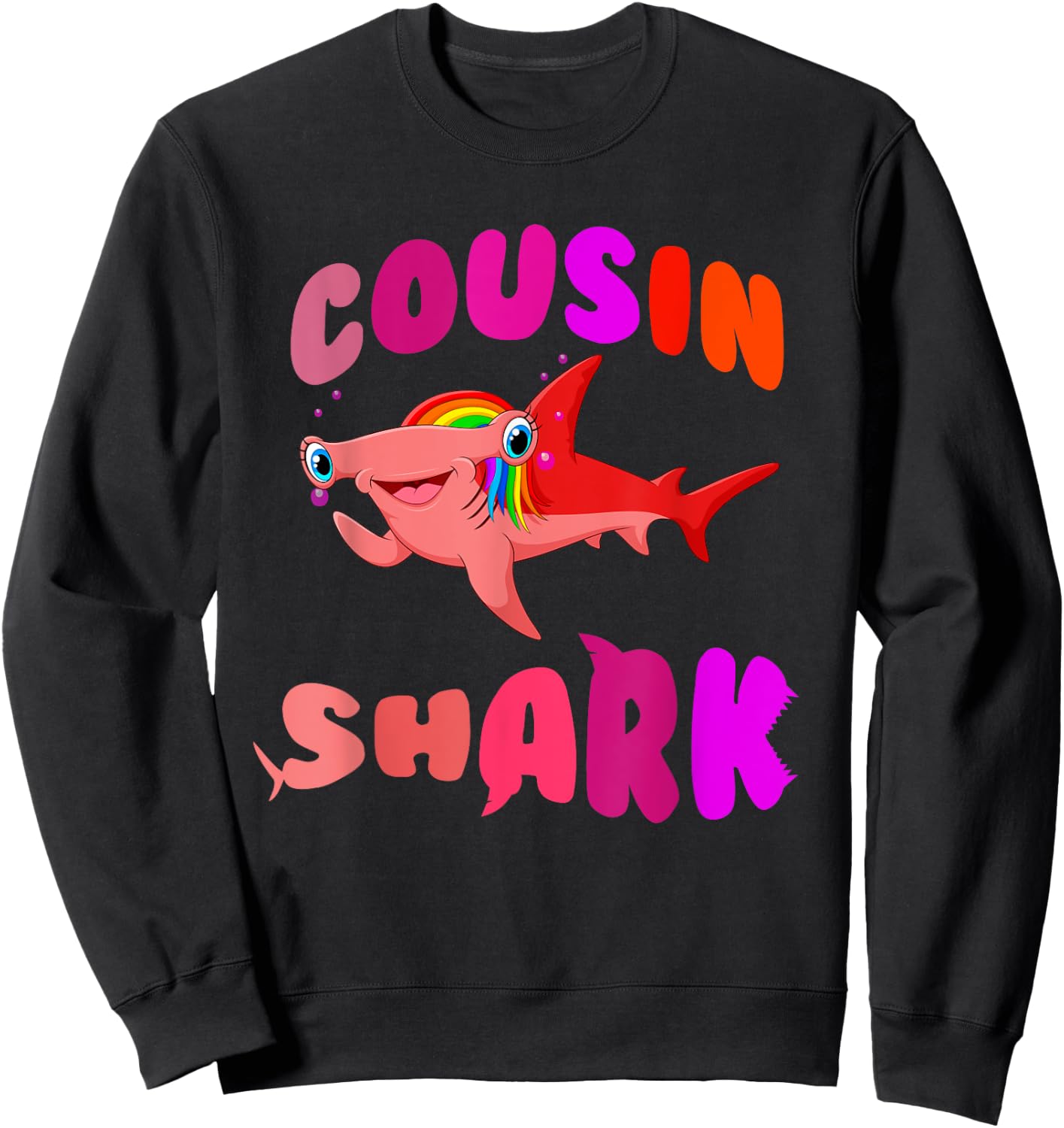 Cousin Shark hammerhead birthday family shark matching Sweatshirt - Sweatshirt | Black