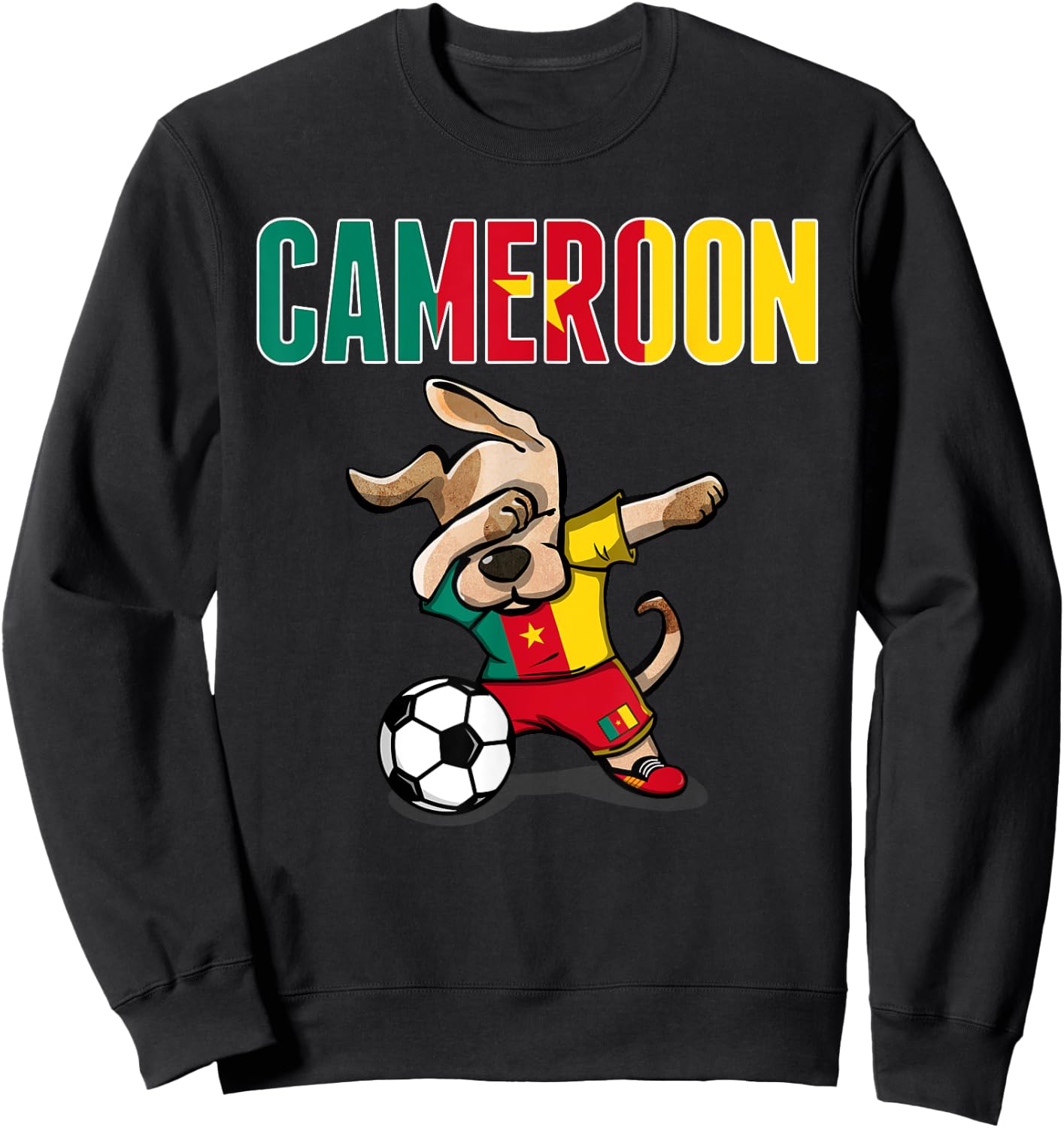 Dabbing Dog Cameroon Soccer Fans Jersey Cameroonian Football Sweatshirt - Sweatshirt | Black