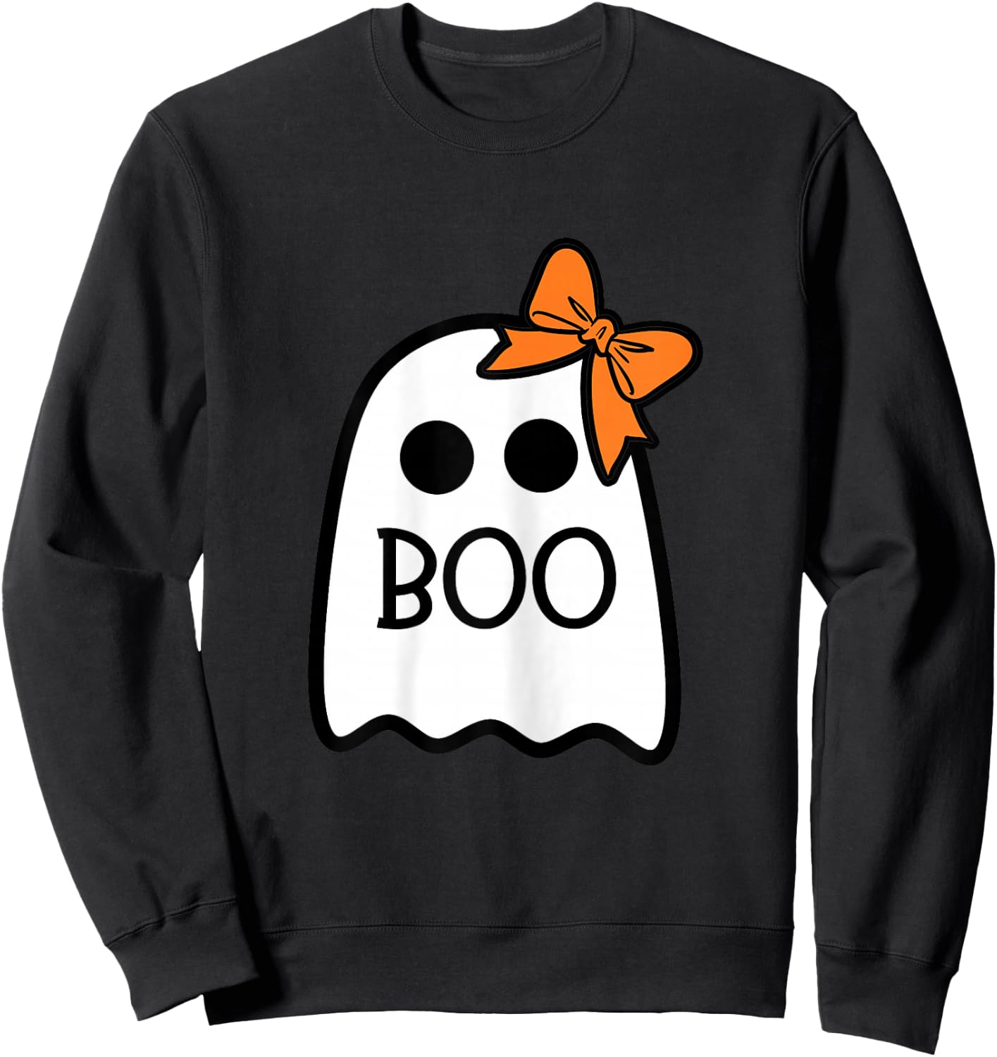 Girls Halloween Ghost with Bow Boo Costume Sweatshirt - Sweatshirt | Black