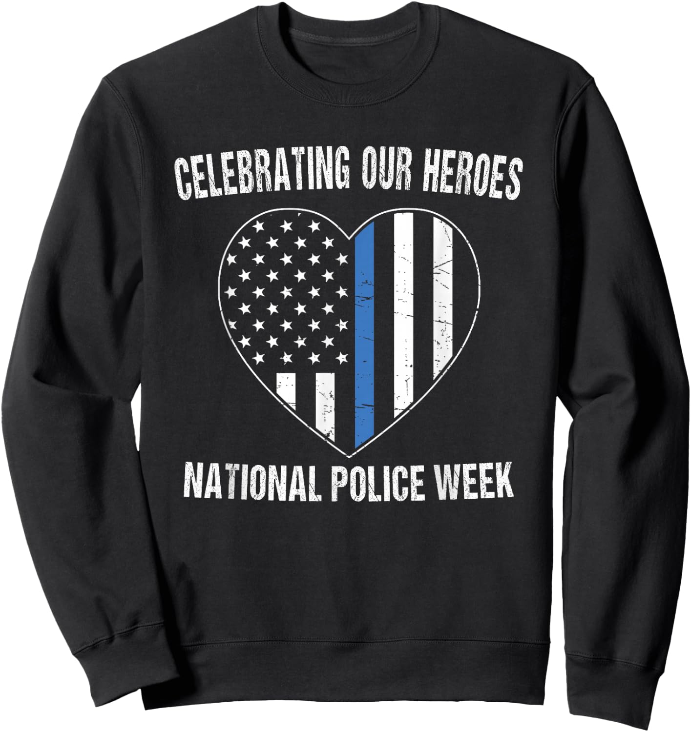 National Police Week Shirt Vintage Blue Line American Flag Sweatshirt - Sweatshirt | Black