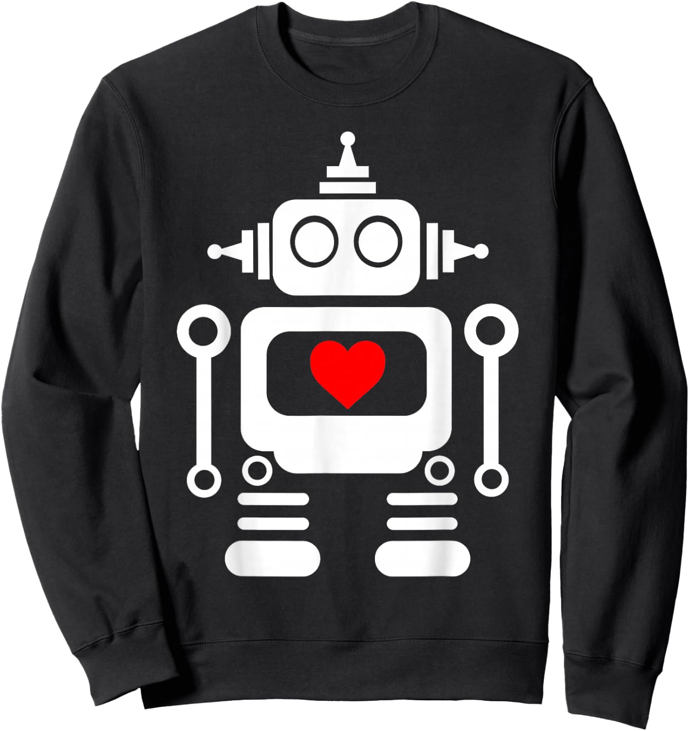 Cute Robot with Red Heart for kids and Adults Sweatshirt - Sweatshirt | Black