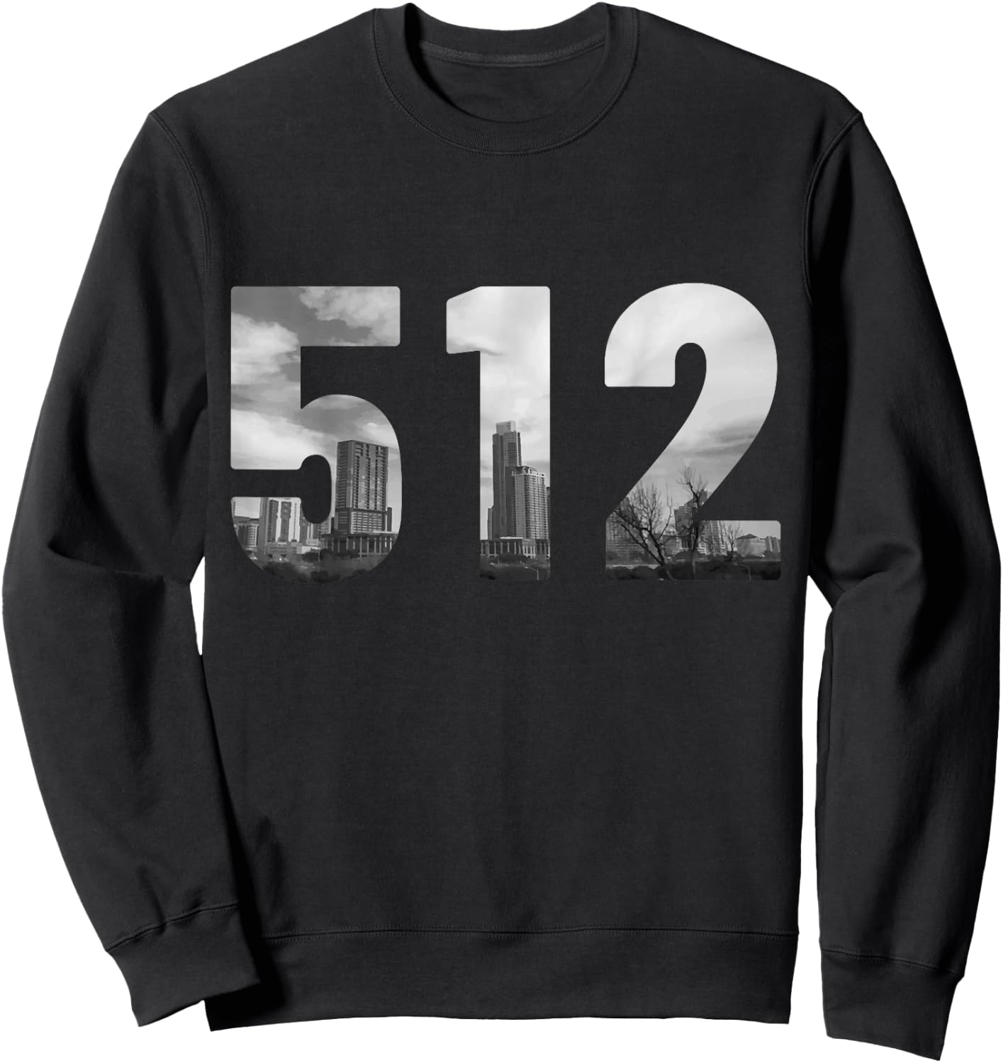 Austin 512 Area Code Skyline Texas Pride Vintage Sweatshirt - Sweatshirt | Black