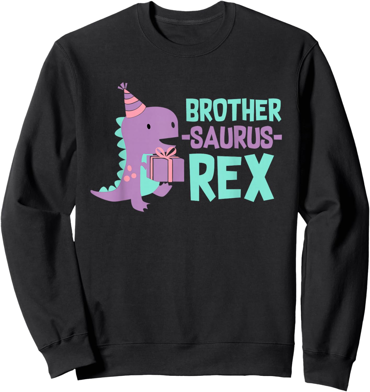 Brother Dinosaur Family Matching Dino Birthday Girls Party Sweatshirt - Sweatshirt | Black