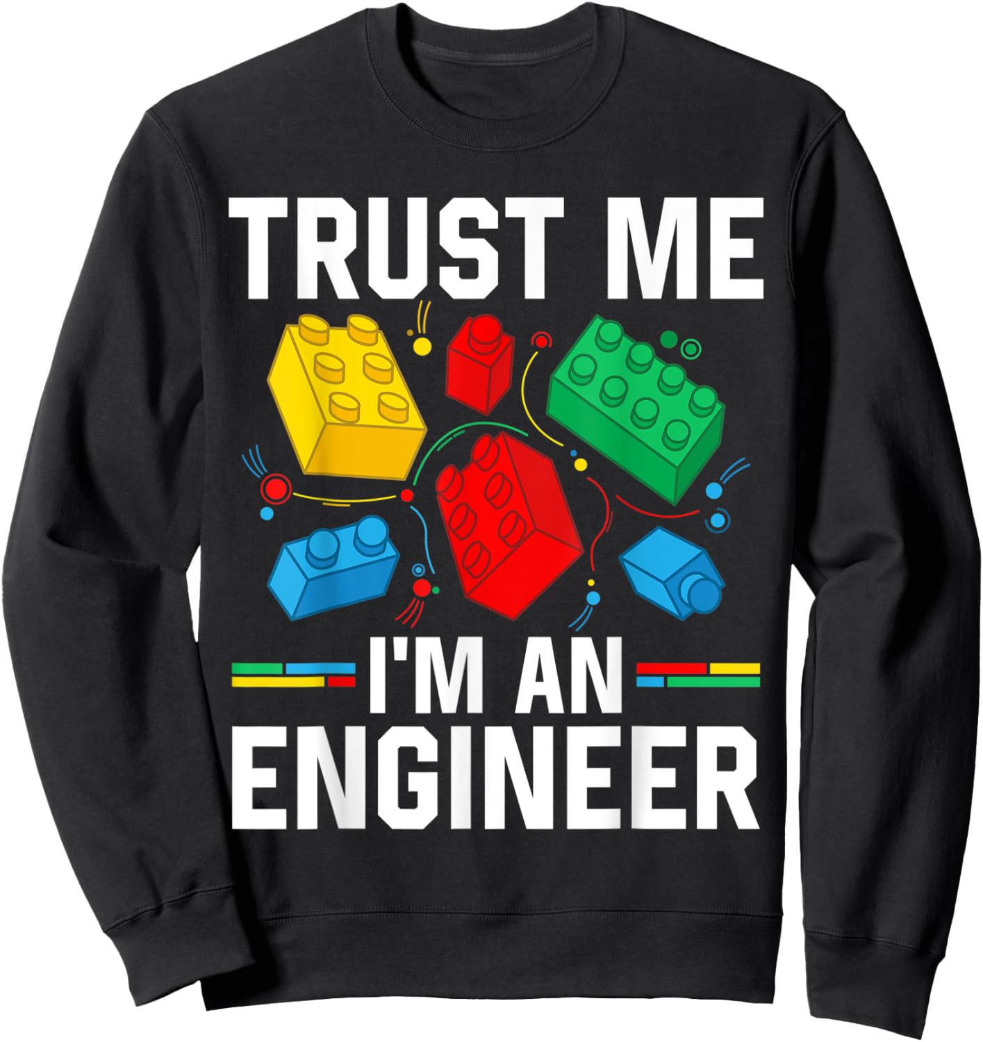 Engineer Children Kids Toy Big Building Blocks Brick Builder Sweatshirt - Sweatshirt | Black