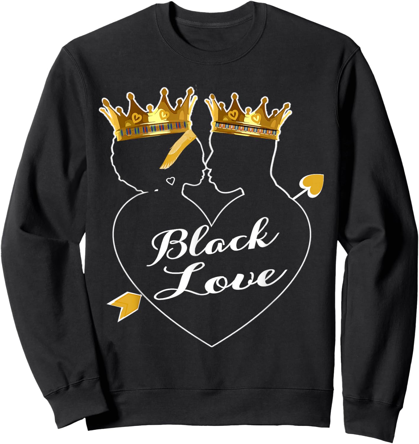 African American Valentines Day Black Love King Queen Couple Sweatshirt - Sweatshirt | Black