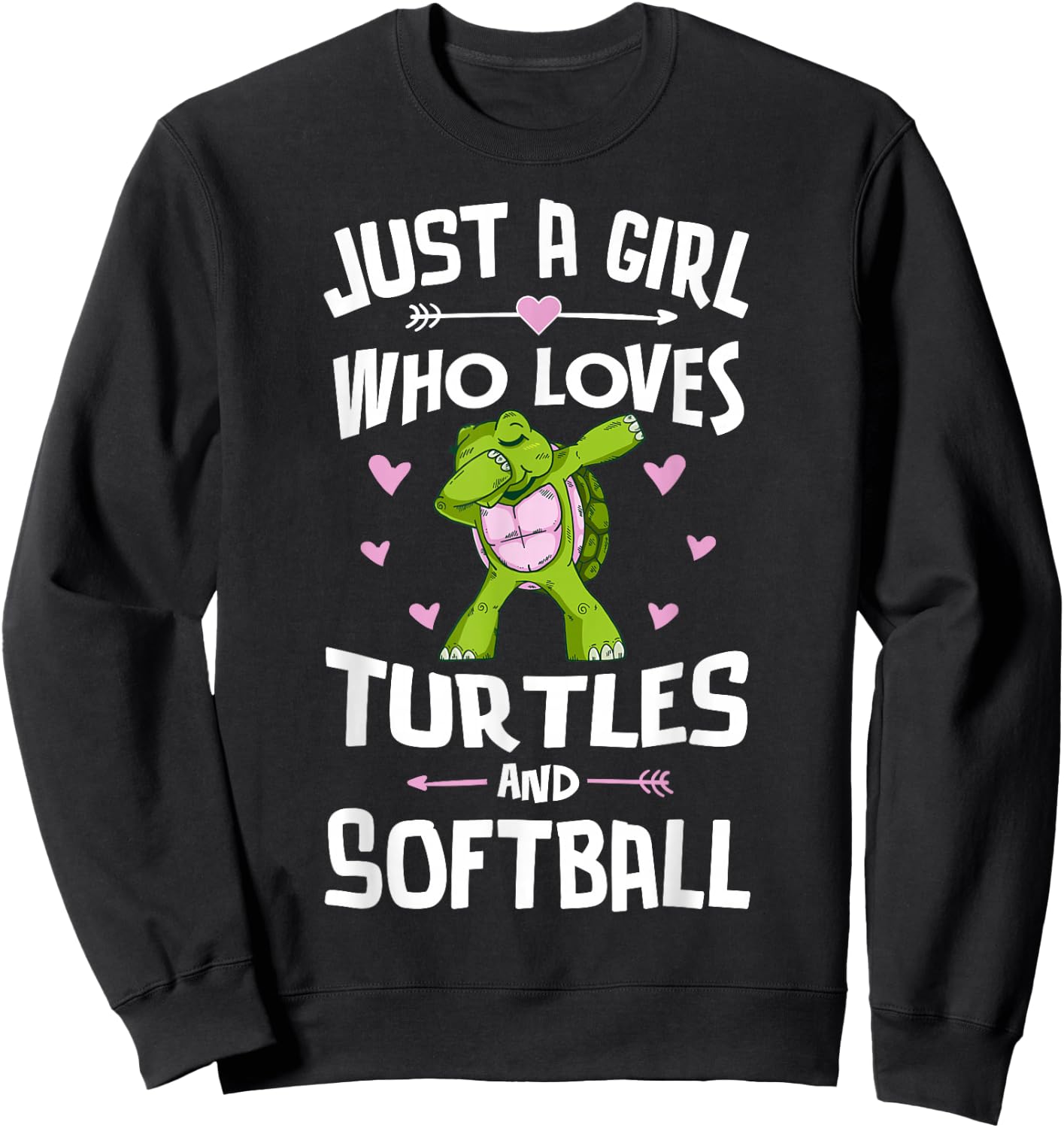 Just A Girl Who Loves Turtles And Softball Gift Women Sweatshirt - Sweatshirt | Black