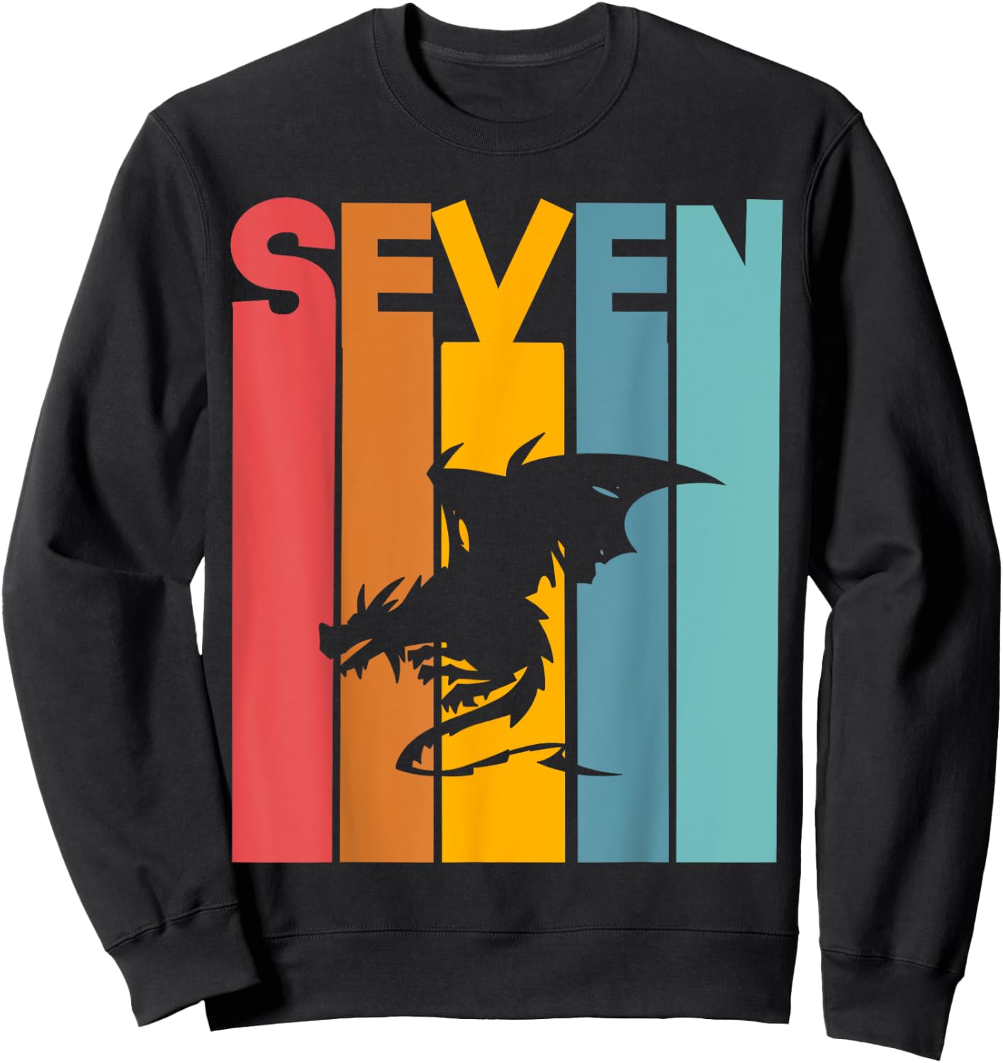 7th Birthday Dragon Children 7 Years Old Sweatshirt - Sweatshirt | Black