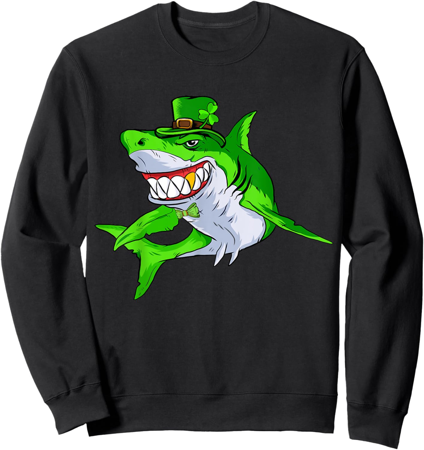 Leprechaun Shark St Patricks Day Pajama Kids Boys Girls Men Sweatshirt - Sweatshirt | Black