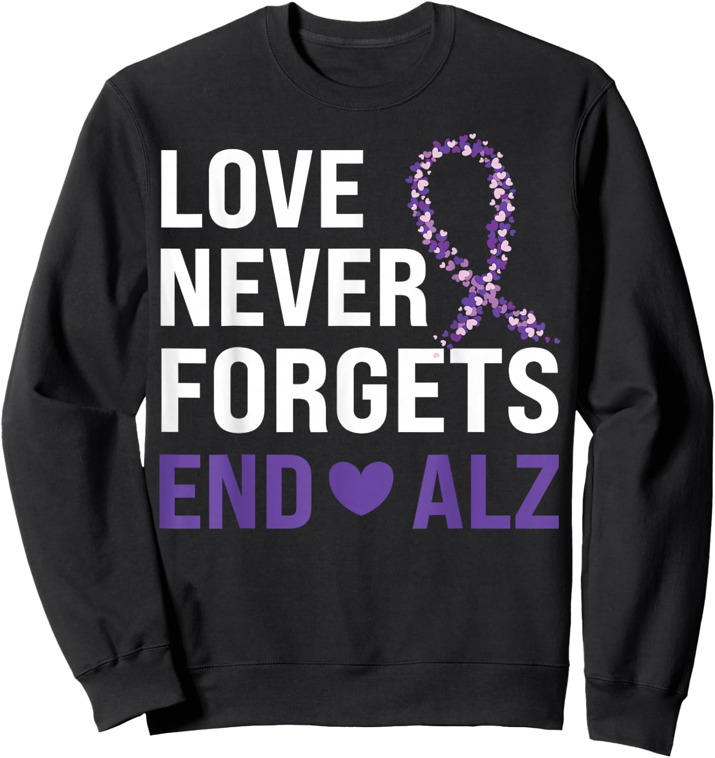 Alzheimer's Awareness Purple Ribbon Dementia Mom Dad Grandpa Sweatshirt - Sweatshirt | Black
