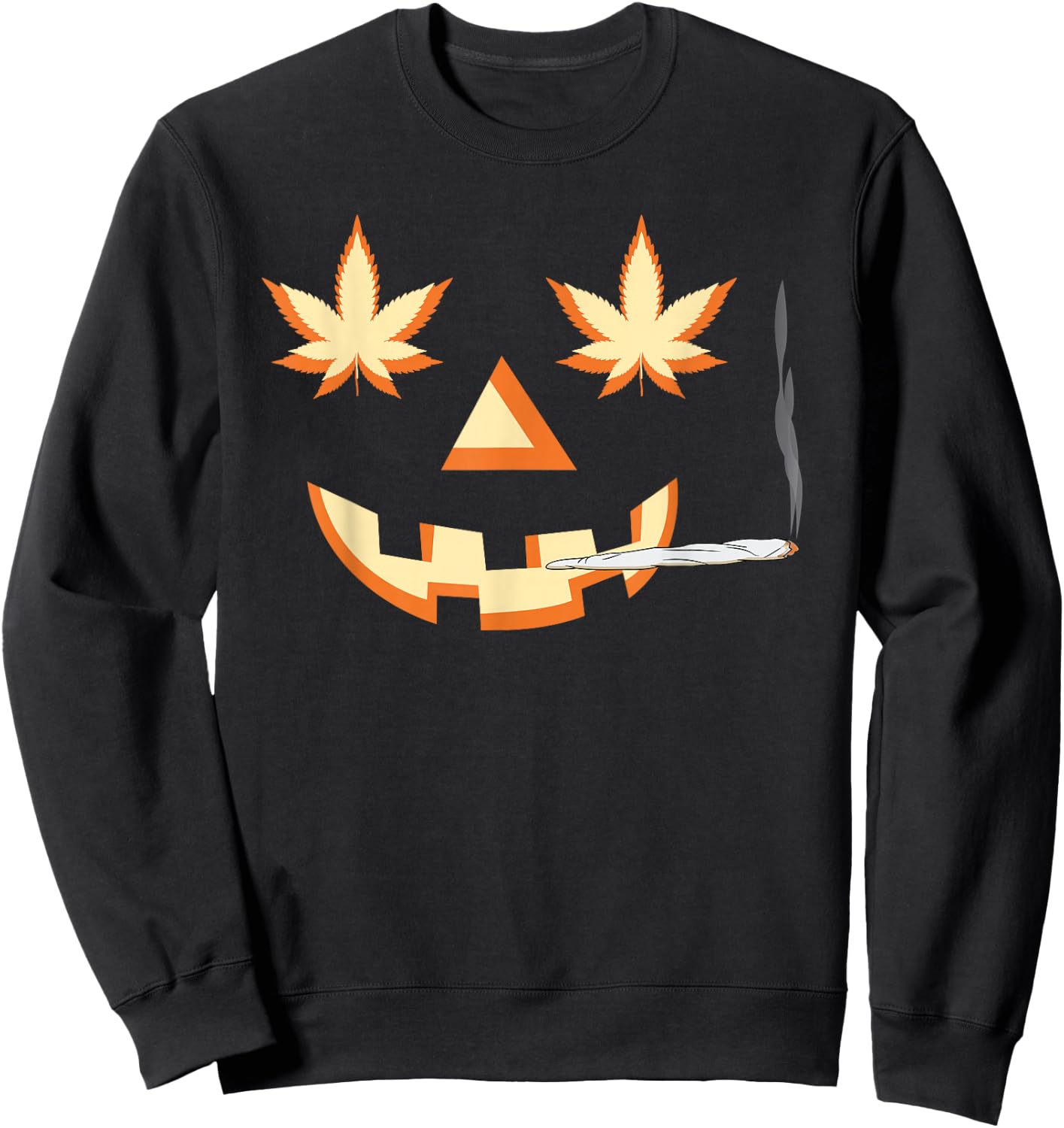 Halloween Smoking Weed Funny Marijuana Gift Sweatshirt - Sweatshirt | Black
