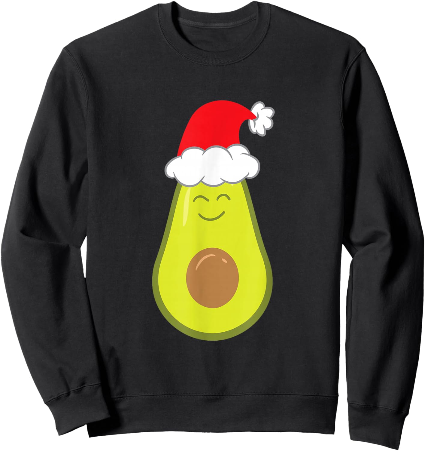 Funny Avocado Christmas Avocado Santa Hat Christmas Avocado Sweatshirt - Sweatshirt | Black