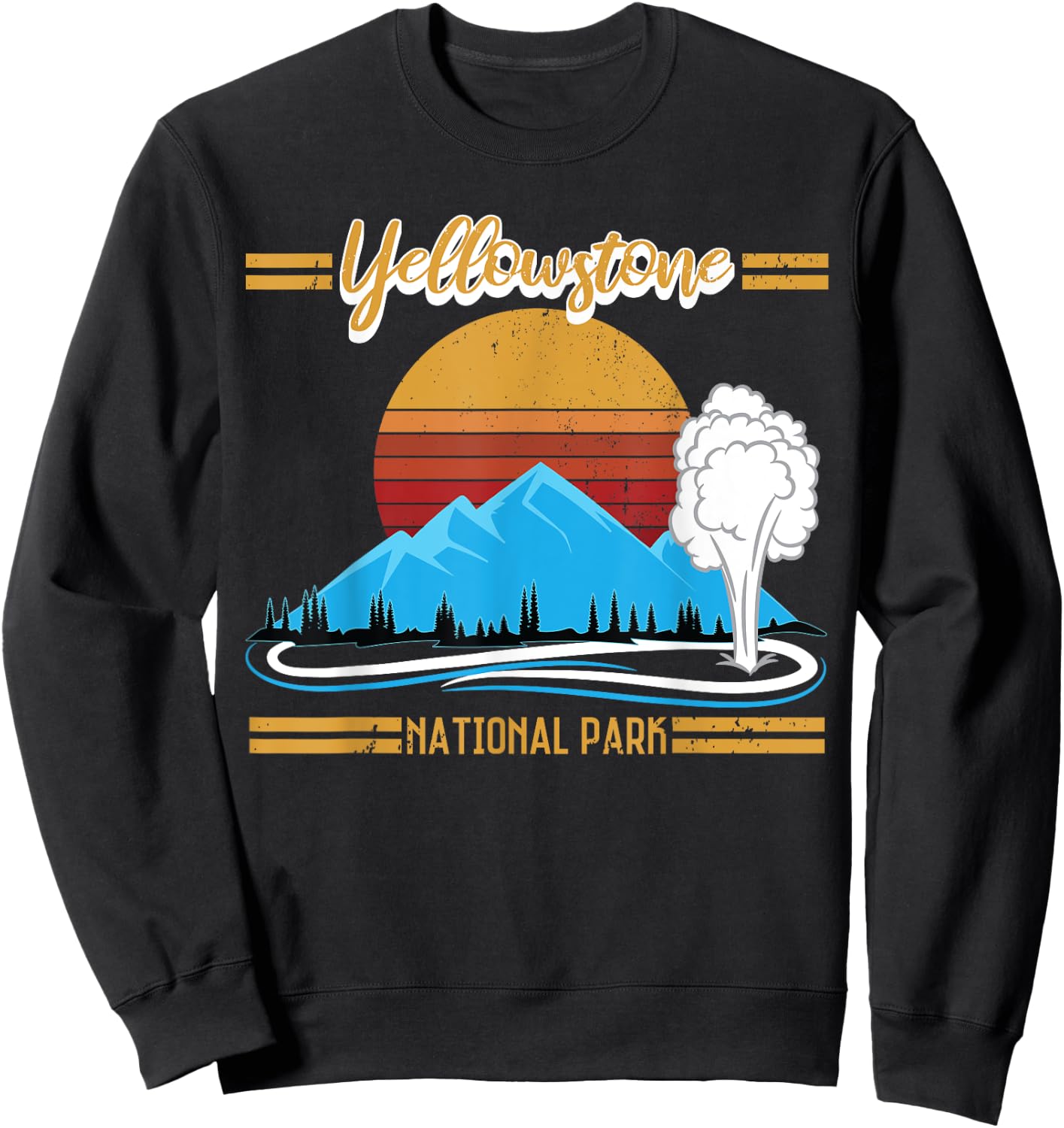 Vintage Yellowstone National Park Retro Sweatshirt - Sweatshirt | Black