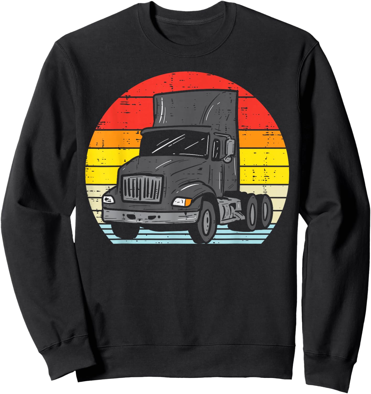 Truck Retro Truckin Big Rig Semi Trailer Driver Trucker Gift Sweatshirt - Sweatshirt | Black