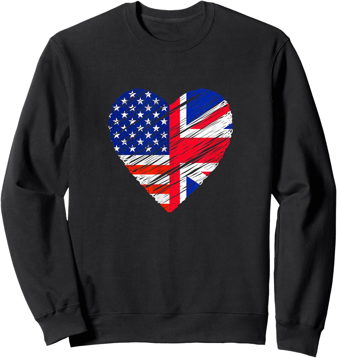 Great Britain USA Heart American Flag UK Flag Love Heart Sweatshirt - Sweatshirt | Black