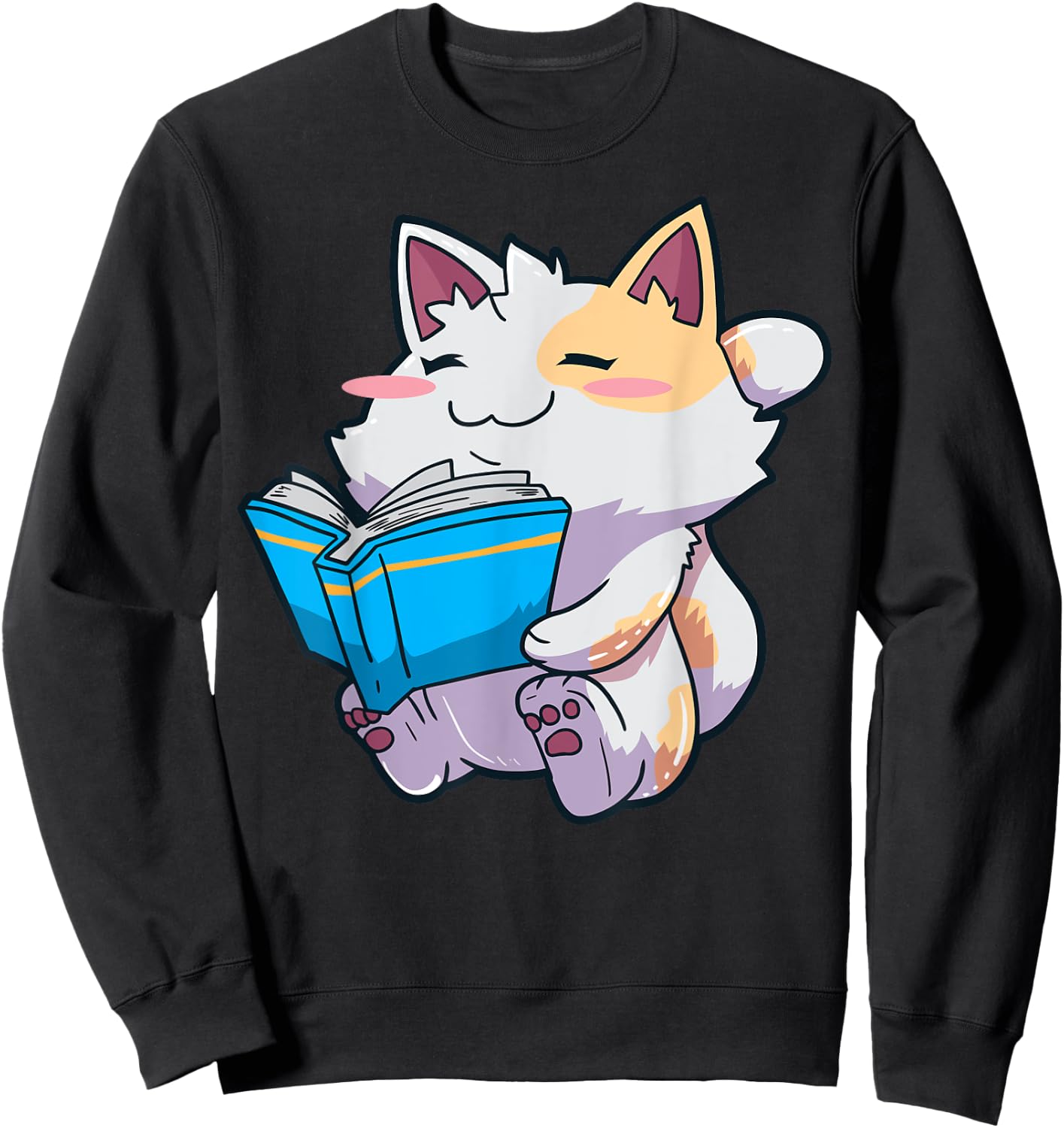 Anime Cat Books Reading English Teacher Kawaii Neko Women Kids Sweatshirt - Sweatshirt | Black