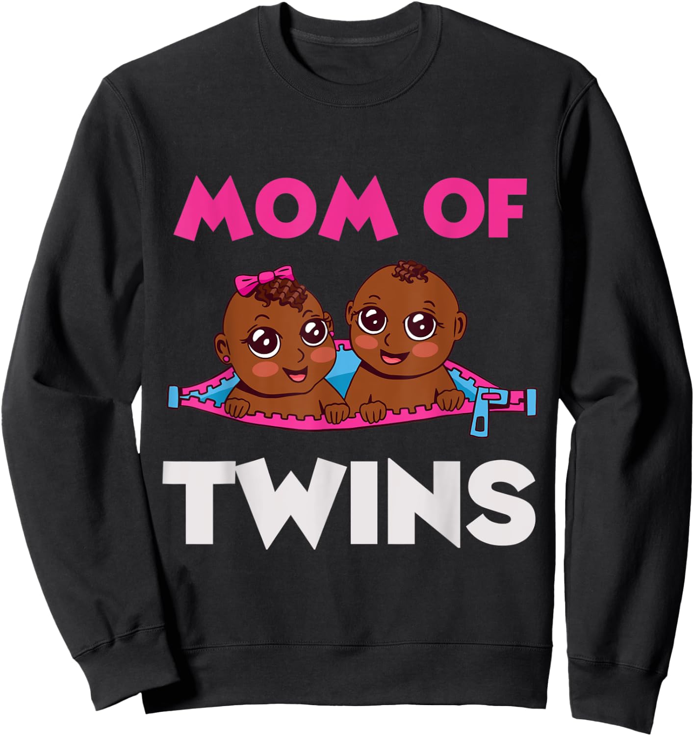 Twins Funny Mom Baby Pregnancy Matching Announcement Sweatshirt - Sweatshirt | Black