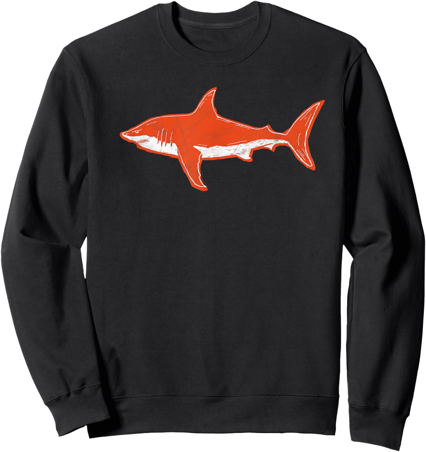 Retro Orange Shark Vintage 80s Style Graphic Sweatshirt - Sweatshirt | Black