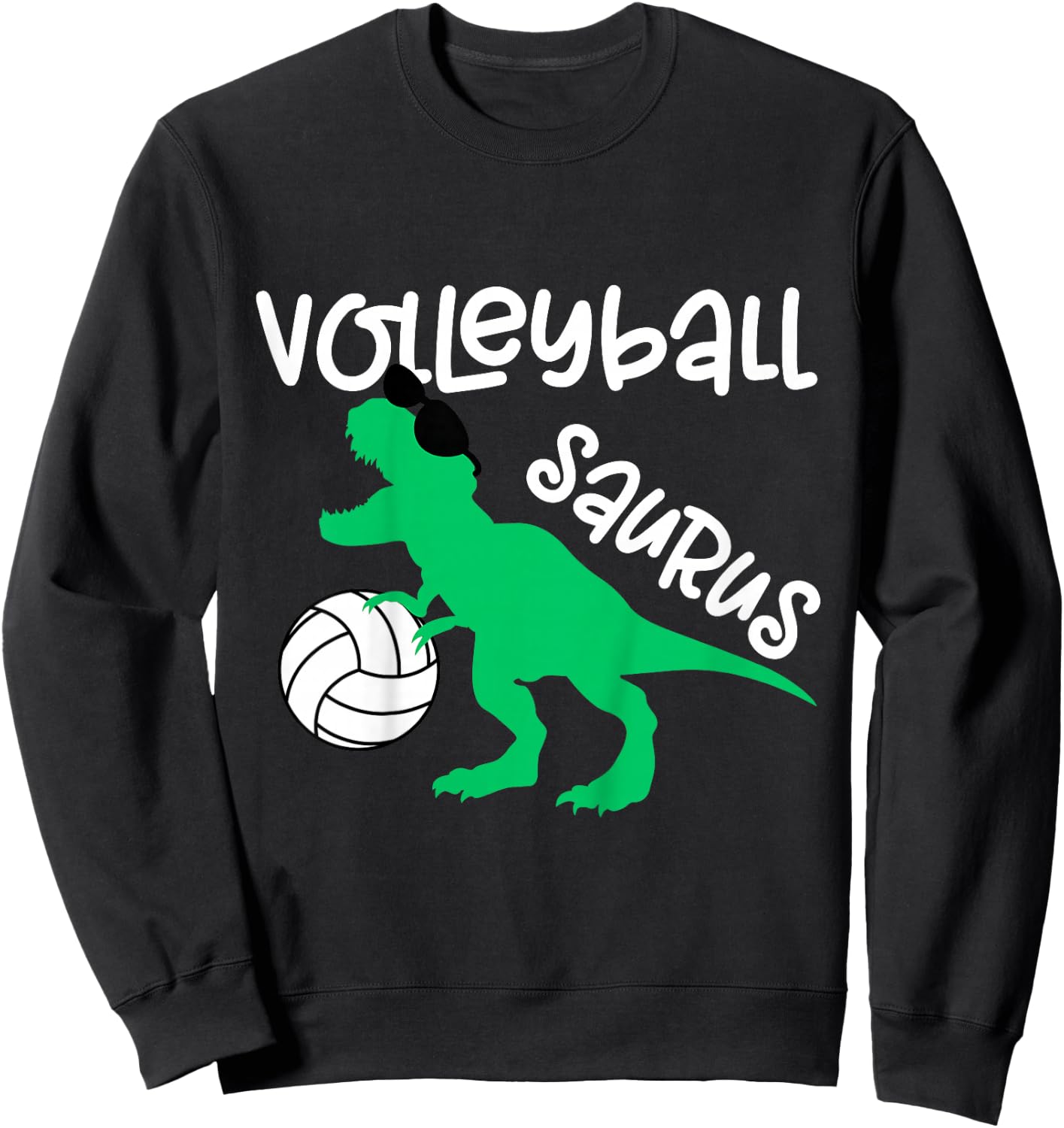 Kids Toddler Dinosaur Volleyball Saurus Boys Girls Dino Lover Sweatshirt - Sweatshirt | Black
