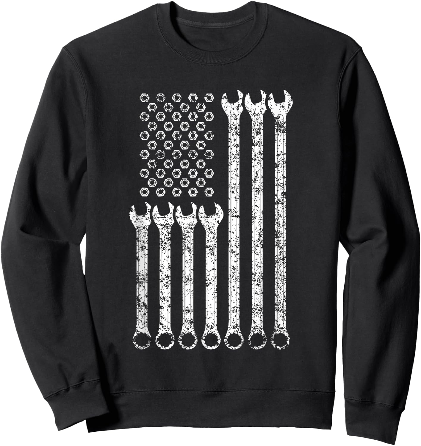 American Flag Mechanic Combination Wrench Wrenches Car Sweatshirt - Sweatshirt | Black