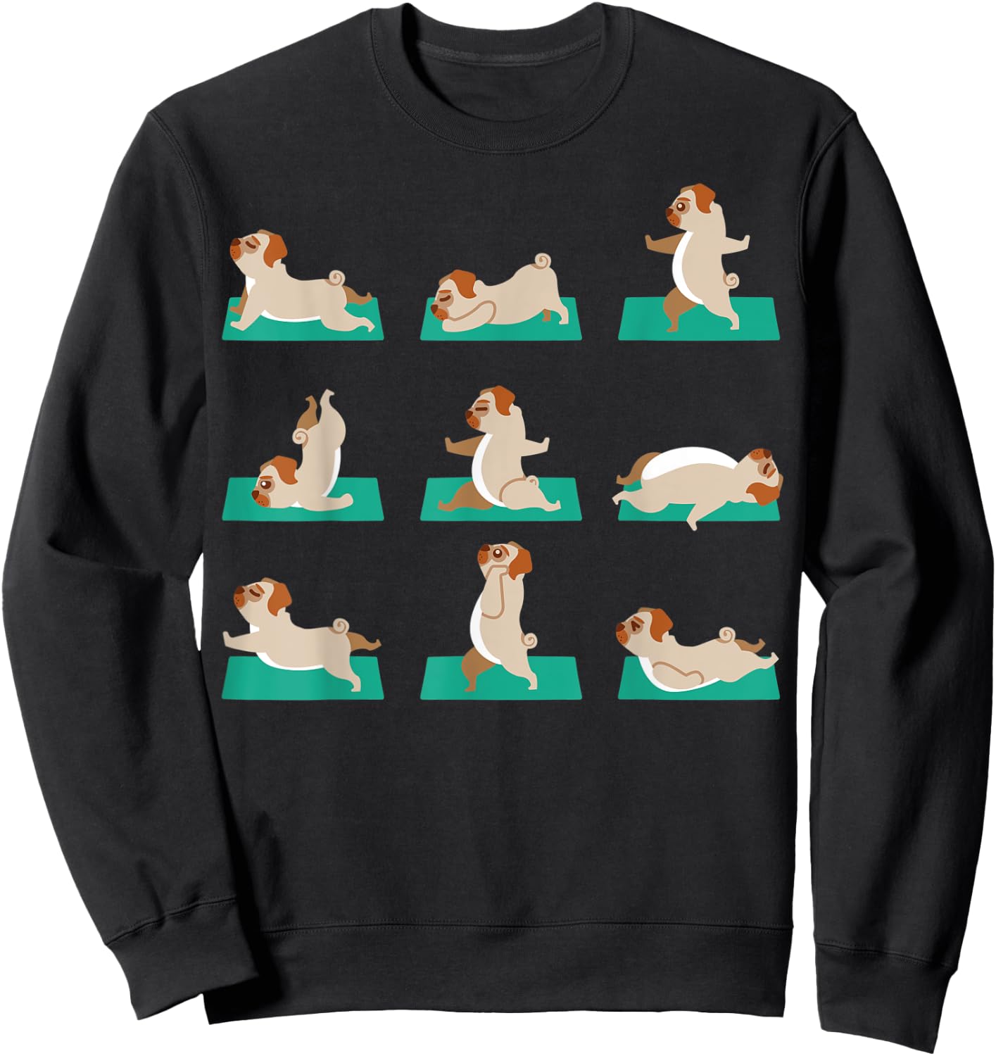 Pug Yoga Poses Meditation Workout Exercise Dog Mom Gift Sweatshirt - Sweatshirt | Black