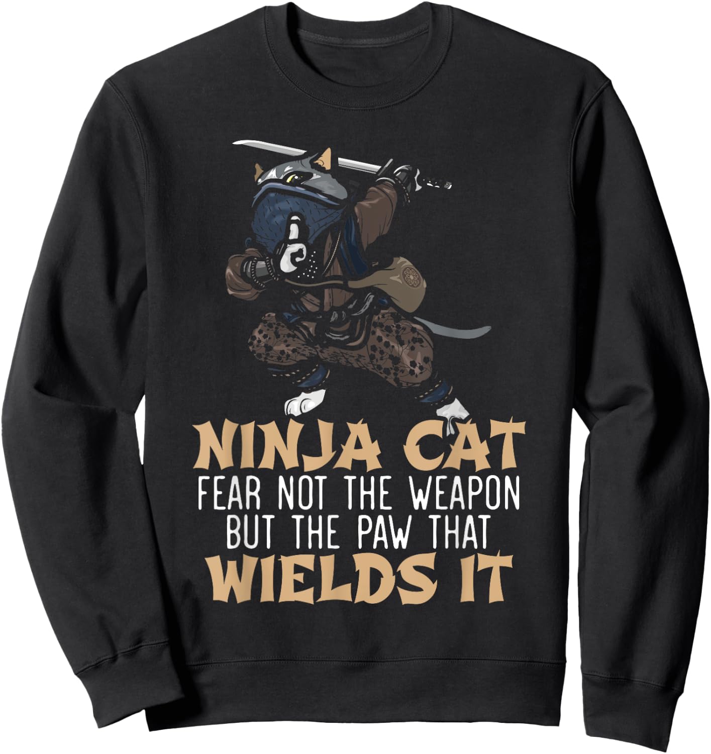 Ninja Cat Mercenary Shuriken Kunai Shinobi Kitty Lover Women Kids Sweatshirt - Sweatshirt | Black