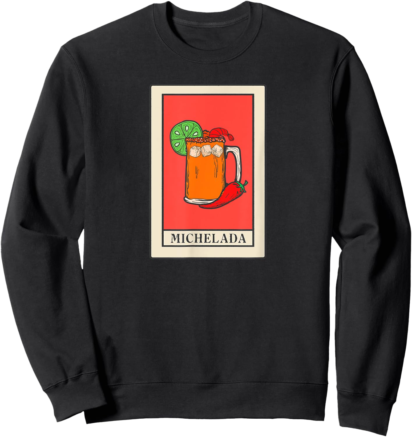 Michelada Tarot Card Style Art, Spicy Mexican Cocktail Sweatshirt - Sweatshirt | Black