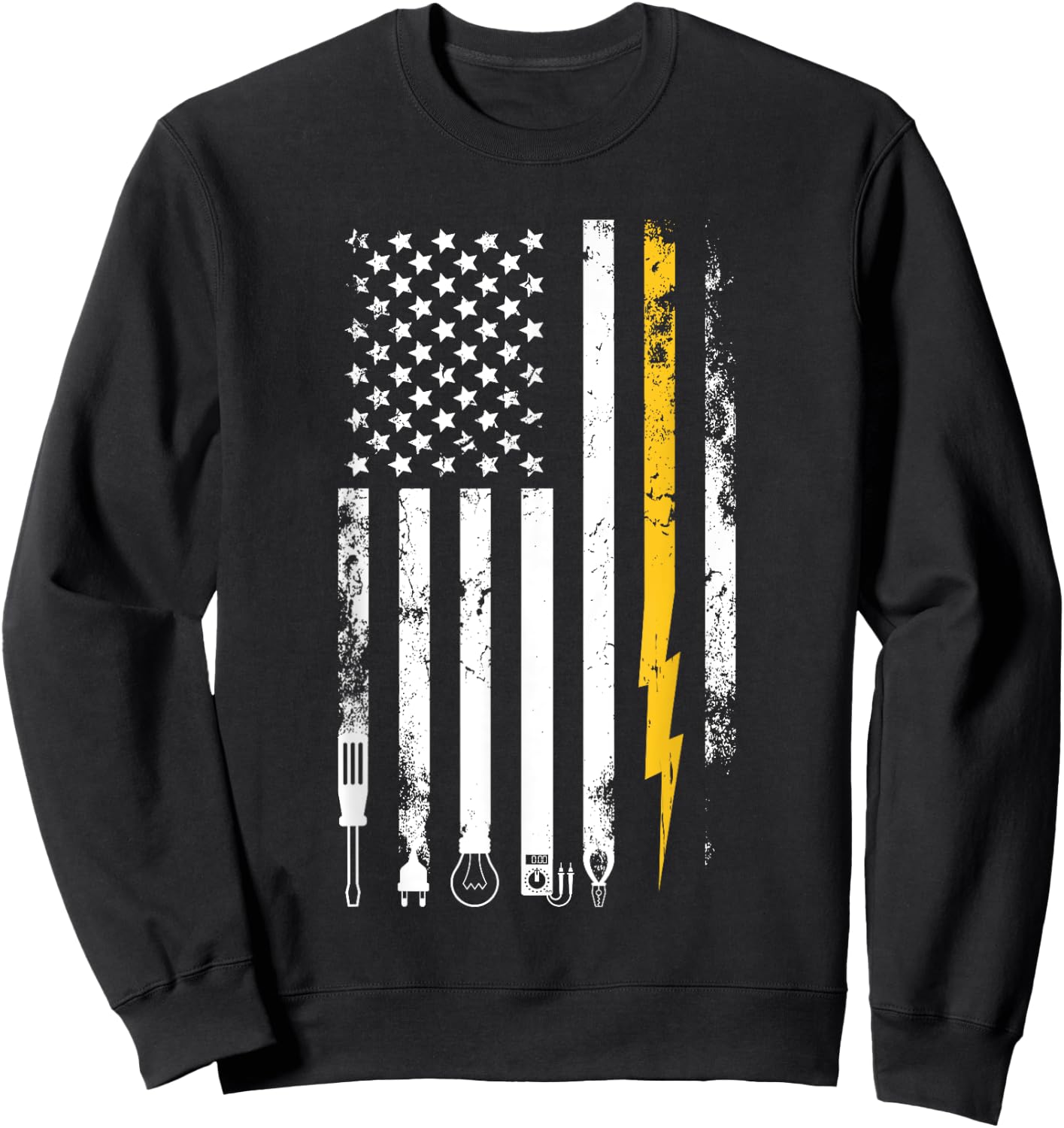 Electrician US Flag Electricians Tools Sweatshirt - Sweatshirt | Black