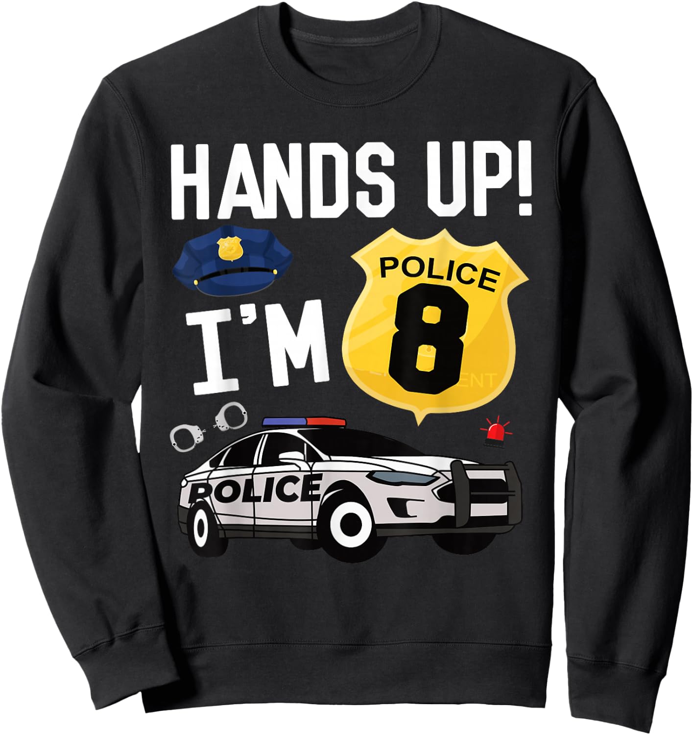 8th Birthday Policeman Boy Eight Year Old Police Officer Sweatshirt - Sweatshirt | Black