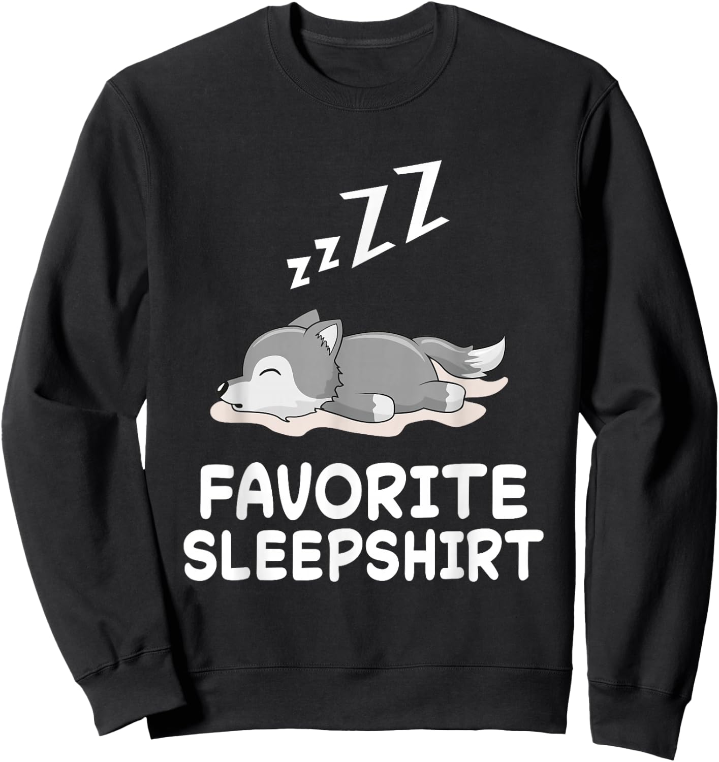 Wolf Wolves Nap Sleeping Sleep Pajama Pajamas Nightgown Sweatshirt - Sweatshirt | Black