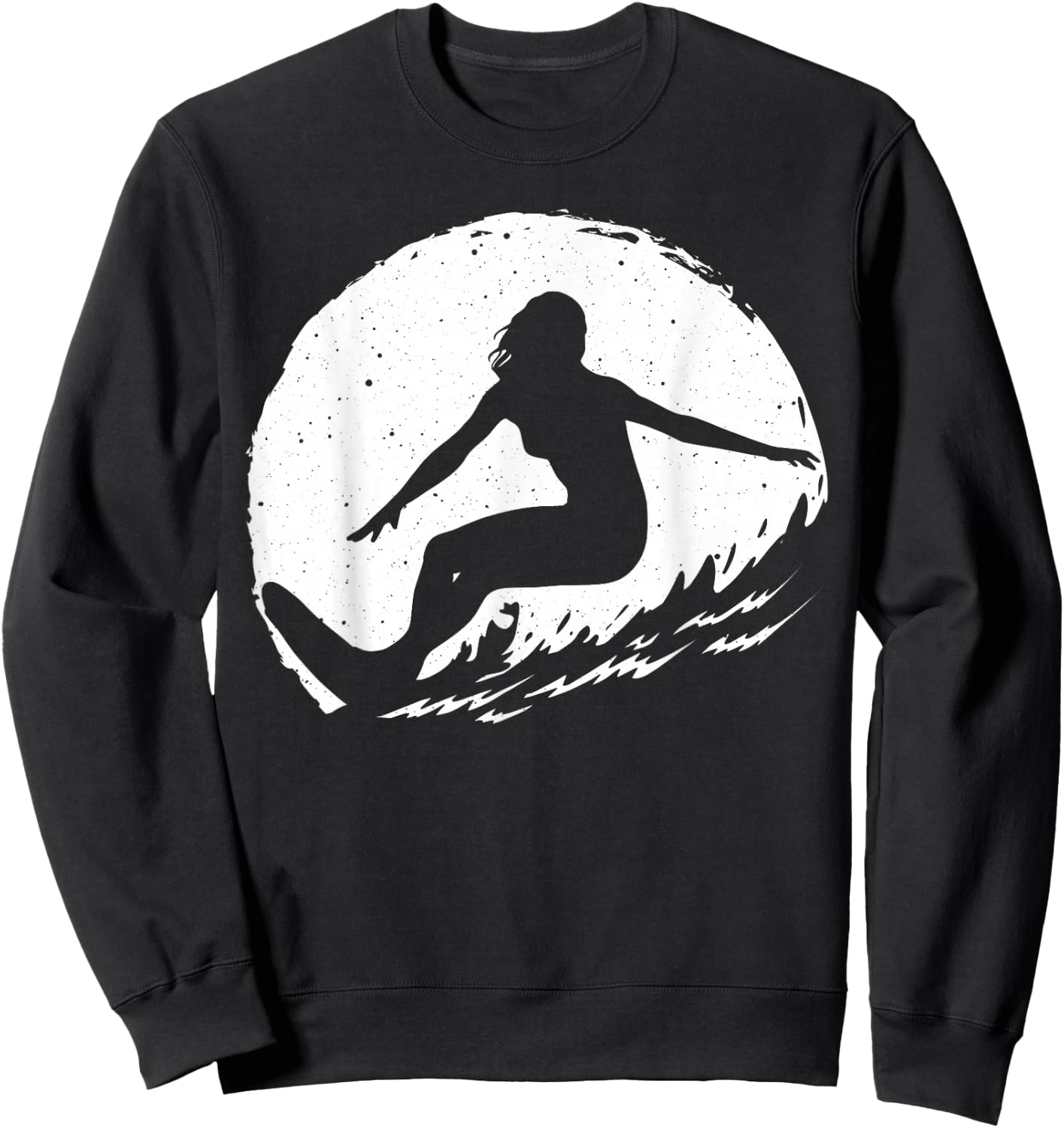 Surf Art Girls Beach Surfer Hawaiian Wave Surfing Sweatshirt - Sweatshirt | Black