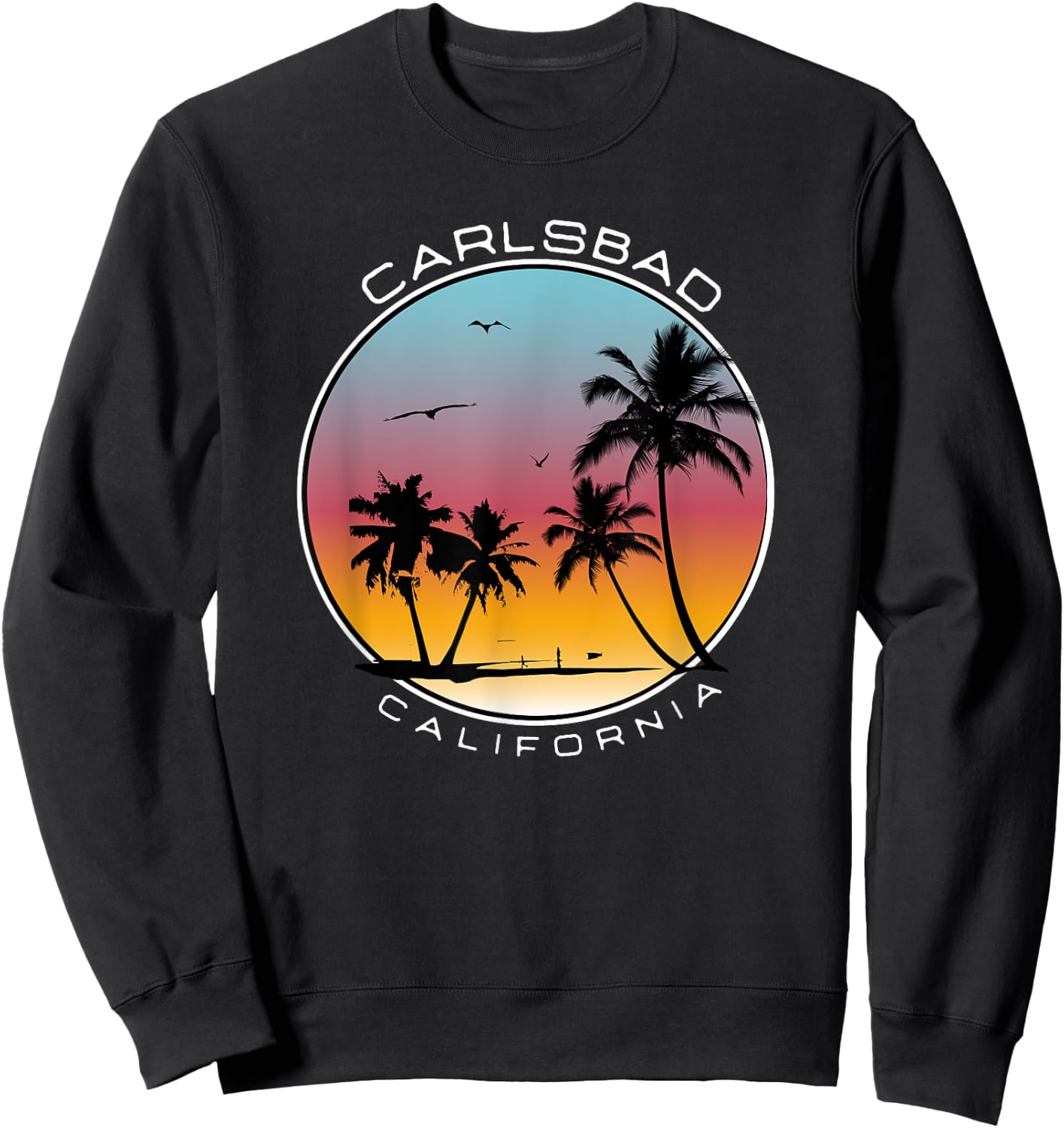 Carlsbad California Sunset Palm Tree Sweatshirt - Sweatshirt | Black