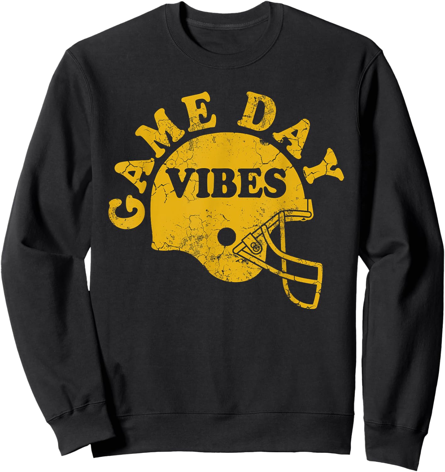 Football Game Day Vibes Yellow Helmet Men Women Kids Boys Sweatshirt - Sweatshirt | Black