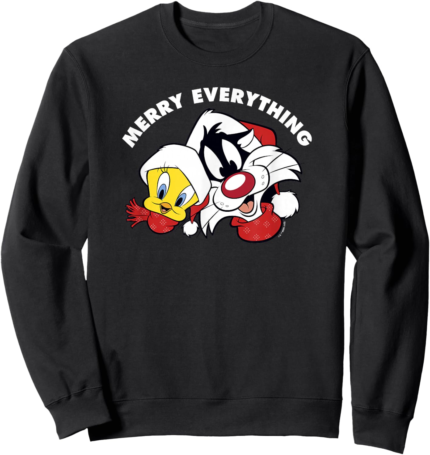 Looney Tunes Sylvester And Tweety Merry Everything Christmas Sweatshirt - Sweatshirt | Black
