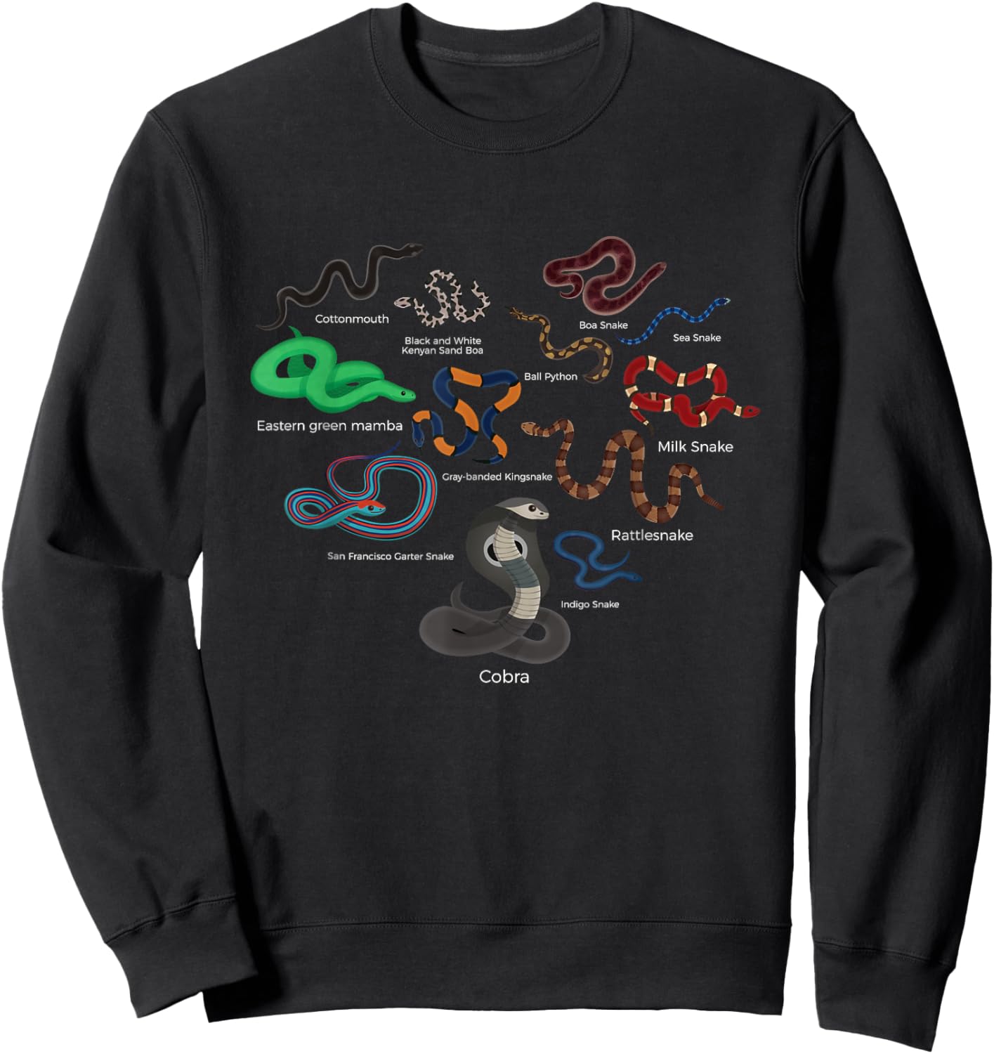 Herpetology type of snakes lover heart herping kids boys men Sweatshirt - Sweatshirt | Black