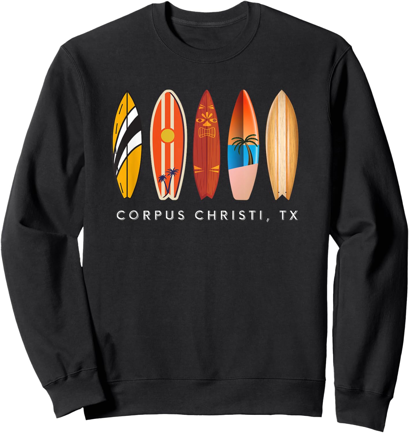 Corpus Christi Texas Surfing Souvenir Sweatshirt - Sweatshirt | Black