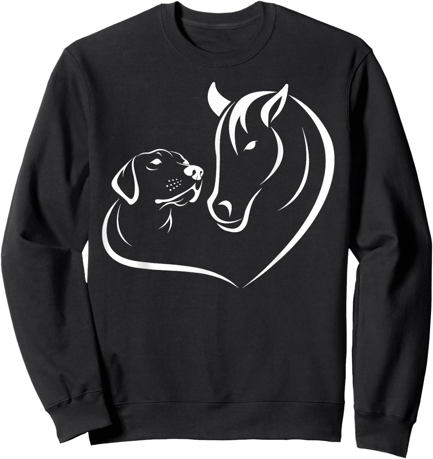 Horse and Dog Women and Men Motif Horse Dog Lover Sweatshirt - Sweatshirt | Black