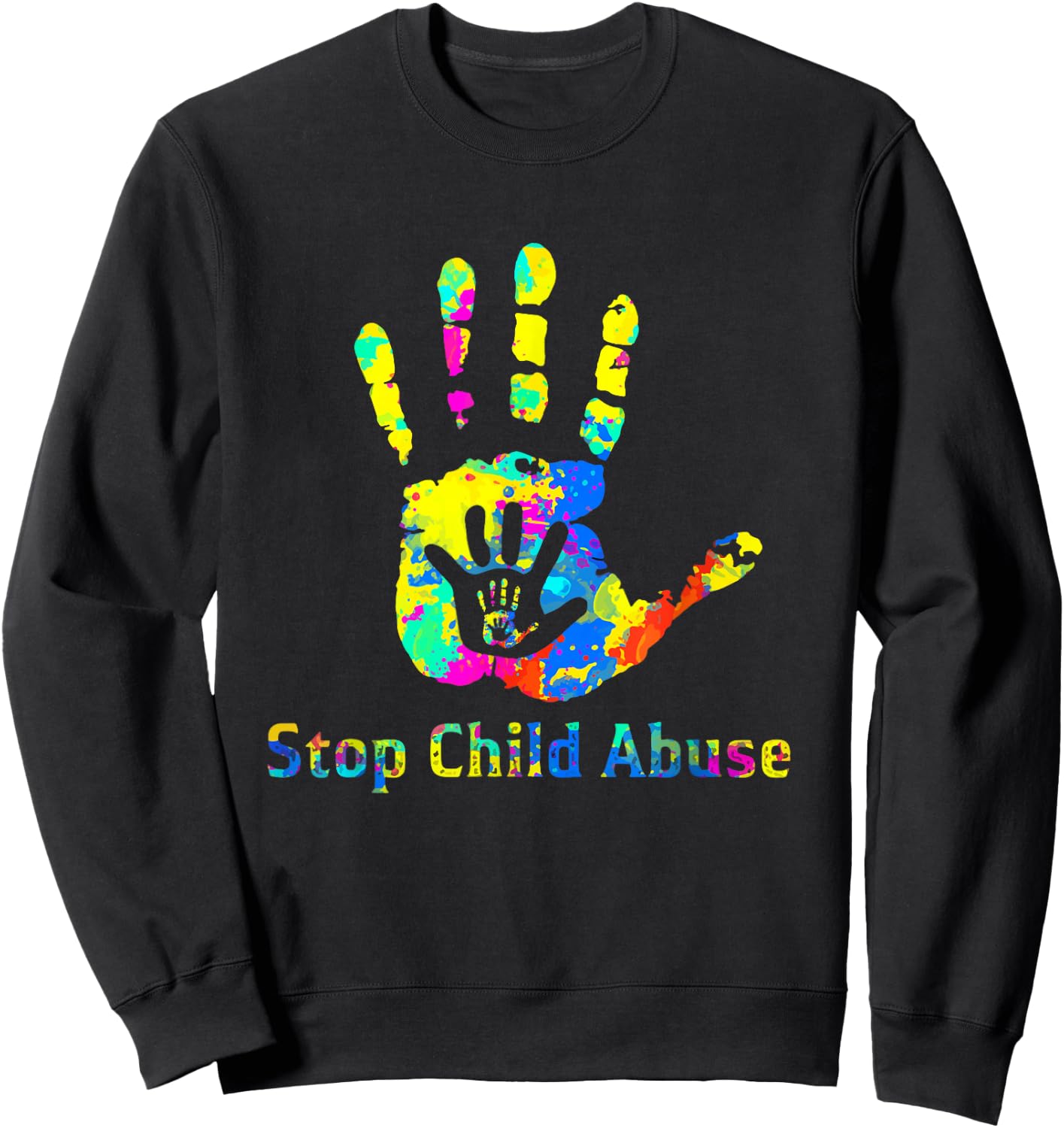 Stop Child Abuse Prevention Awareness Month Blue Ribbon Sweatshirt - Sweatshirt | Black