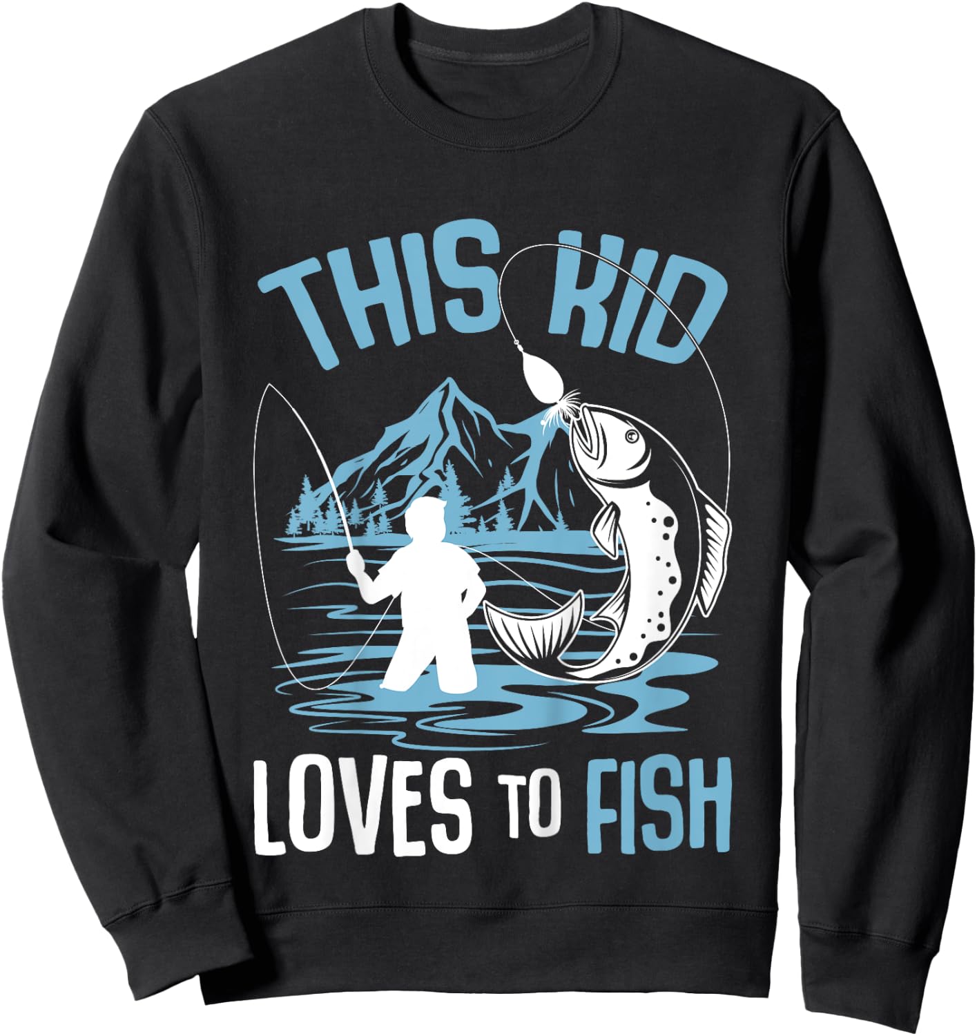This Kid Loves To Fish Fishing Boys Sweatshirt - Sweatshirt | Black