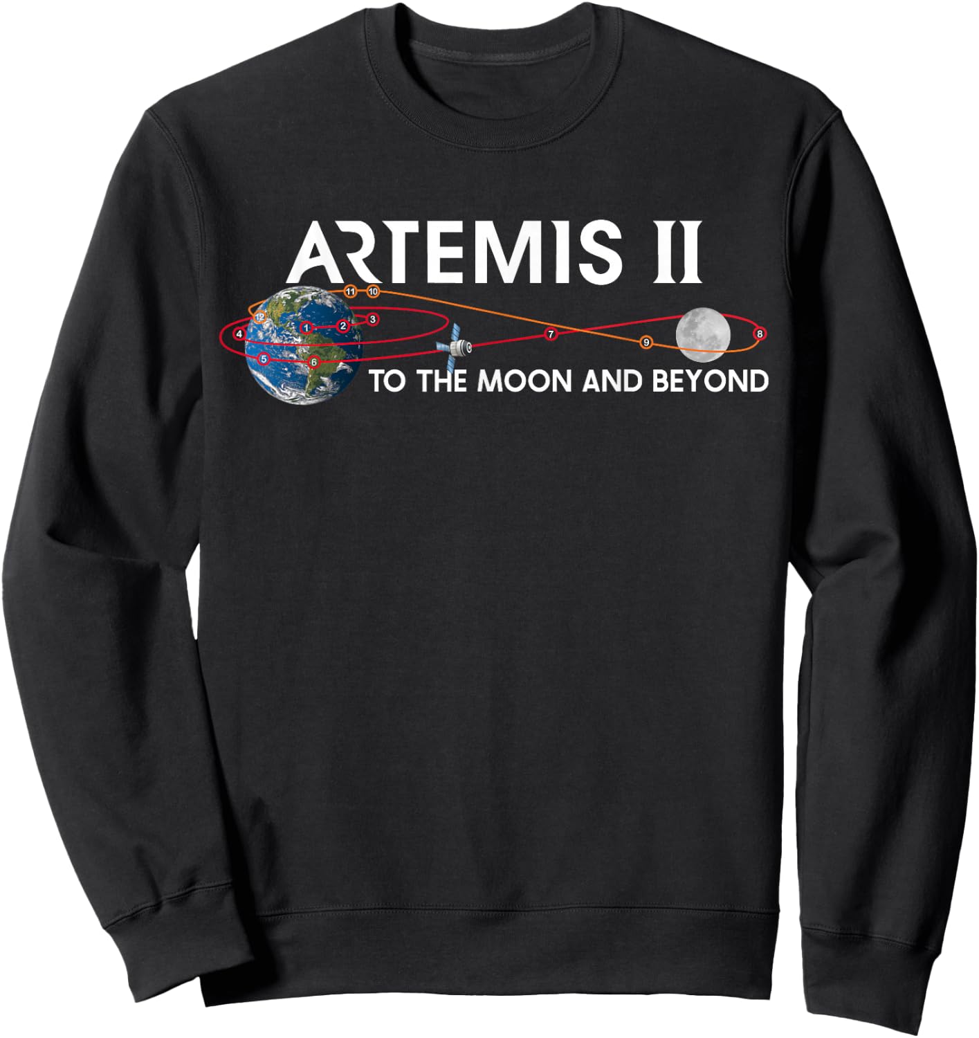 Artemis 2 Route Map SLS Rocket To The Moon And Beyond Sweatshirt - Sweatshirt | Black