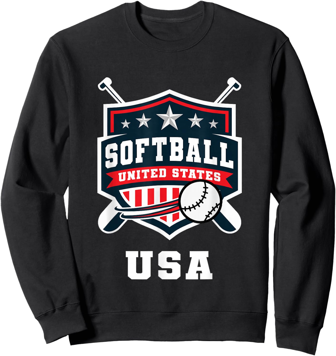 Softball USA Support The Team USA Flag Sweatshirt - Sweatshirt | Black