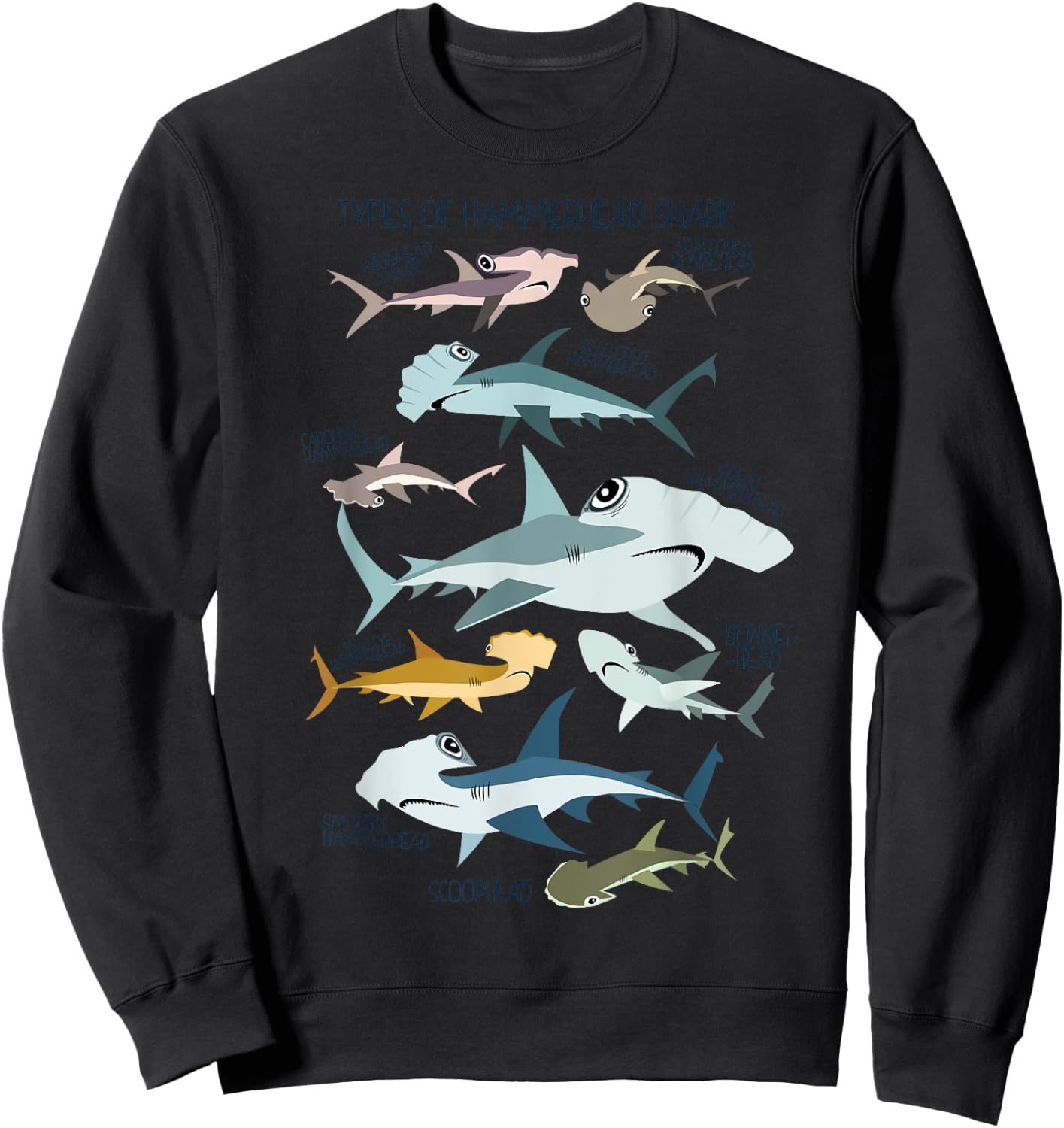 types of HAMMERHEAD shark guide Sweatshirt - Sweatshirt | Black