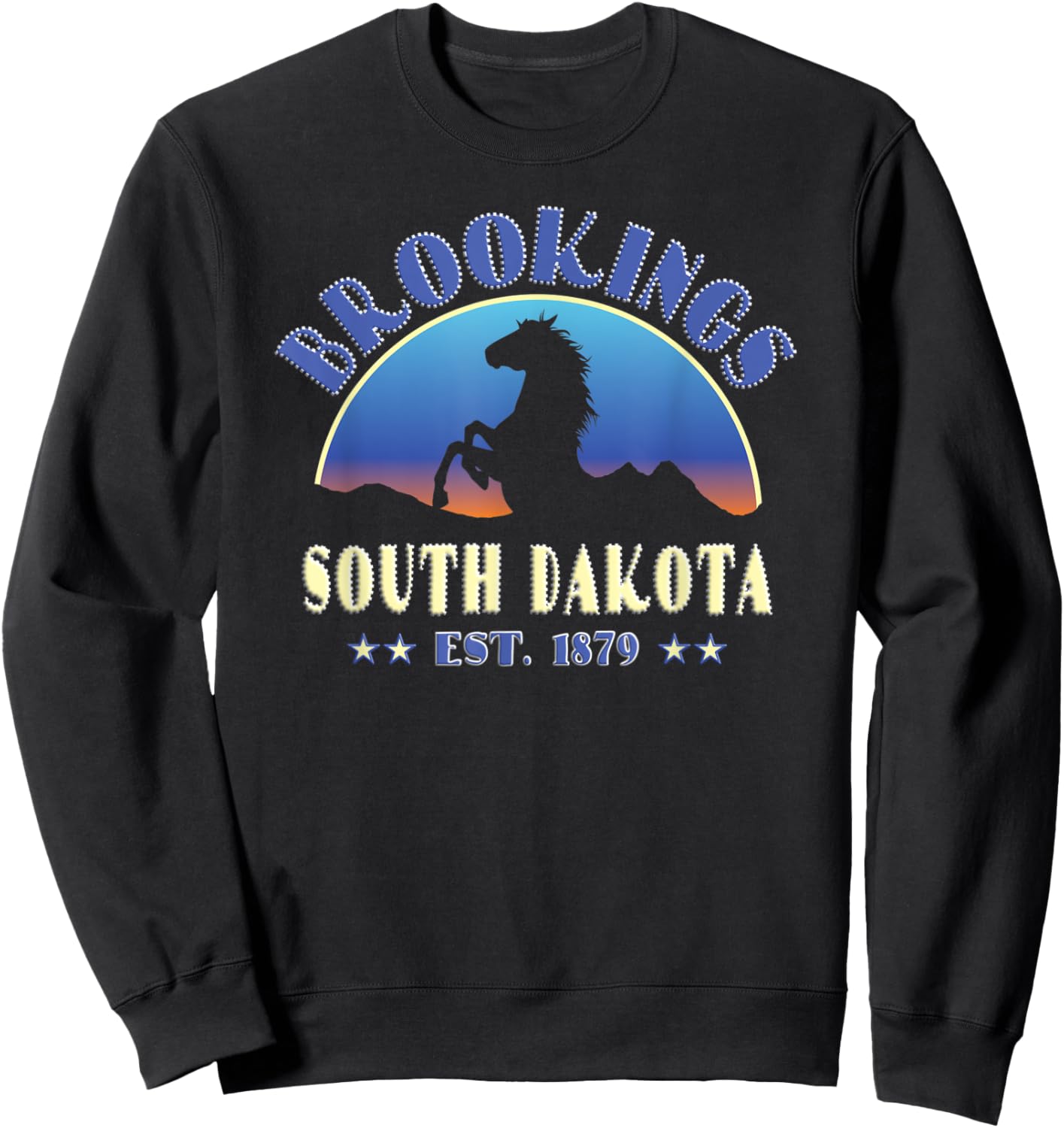 Brookings South Dakota SD Wild Horse Sweatshirt - Sweatshirt | Black