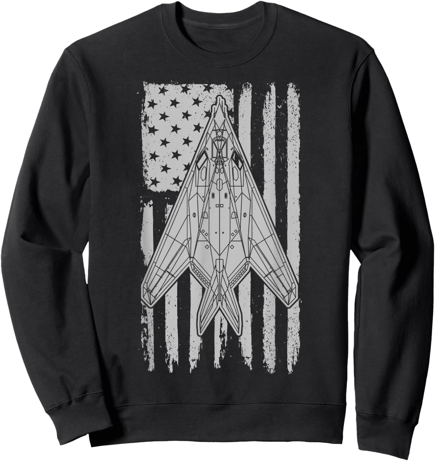 F117 Stealth Nighthawk Airplane American Flag F117 Kids Men Sweatshirt - Sweatshirt | Black